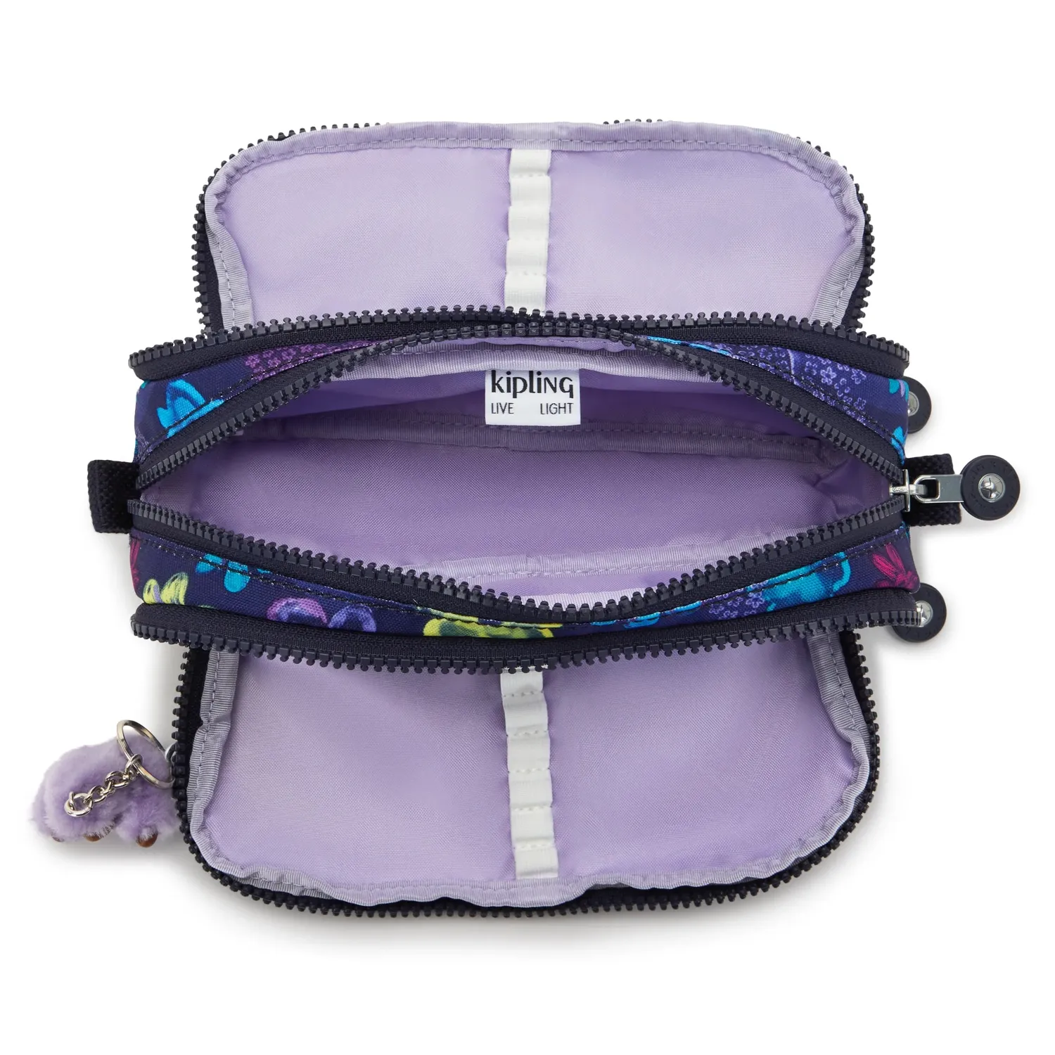 Kipling Gitroy etui Groot Dark Flower Stamp bloemen