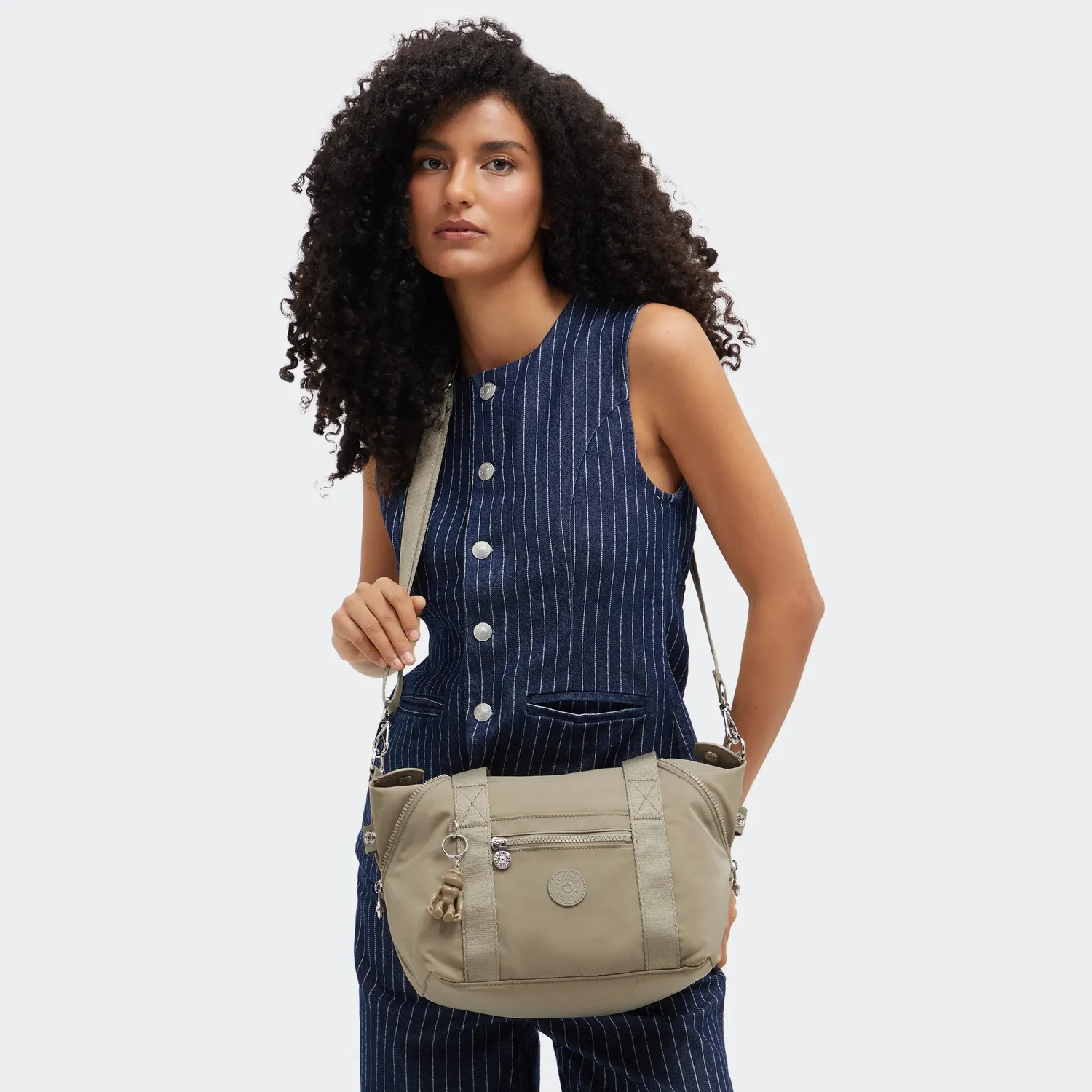 Kipling Art Mini schoudertas Boho Tan klein verstelbaar
