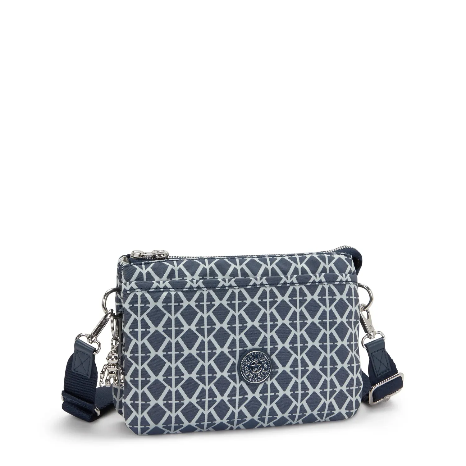 Kipling Riri crossbodytas klein Navy Sign Jacquard ritsvakken