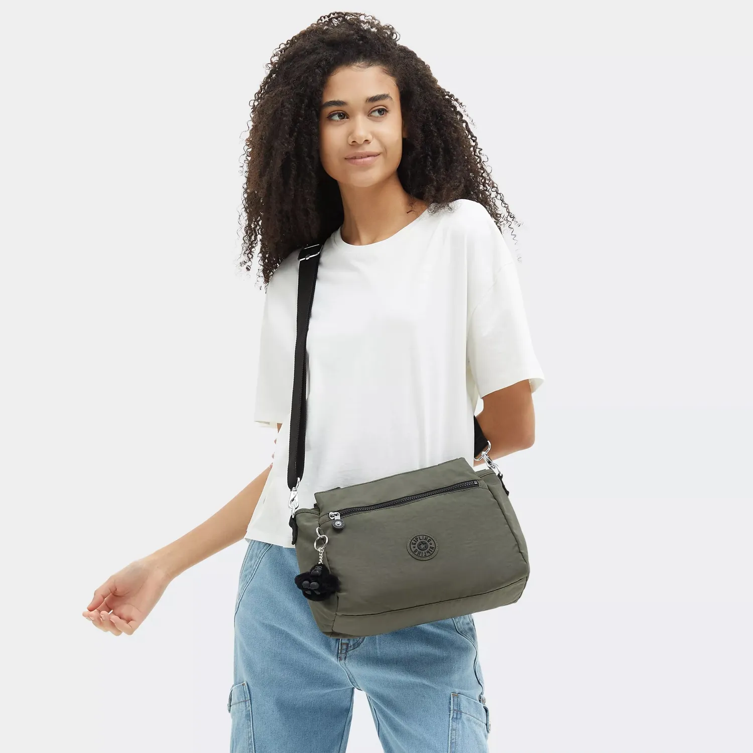 Kipling Elysia schoudertas Medium Green Moss handtas