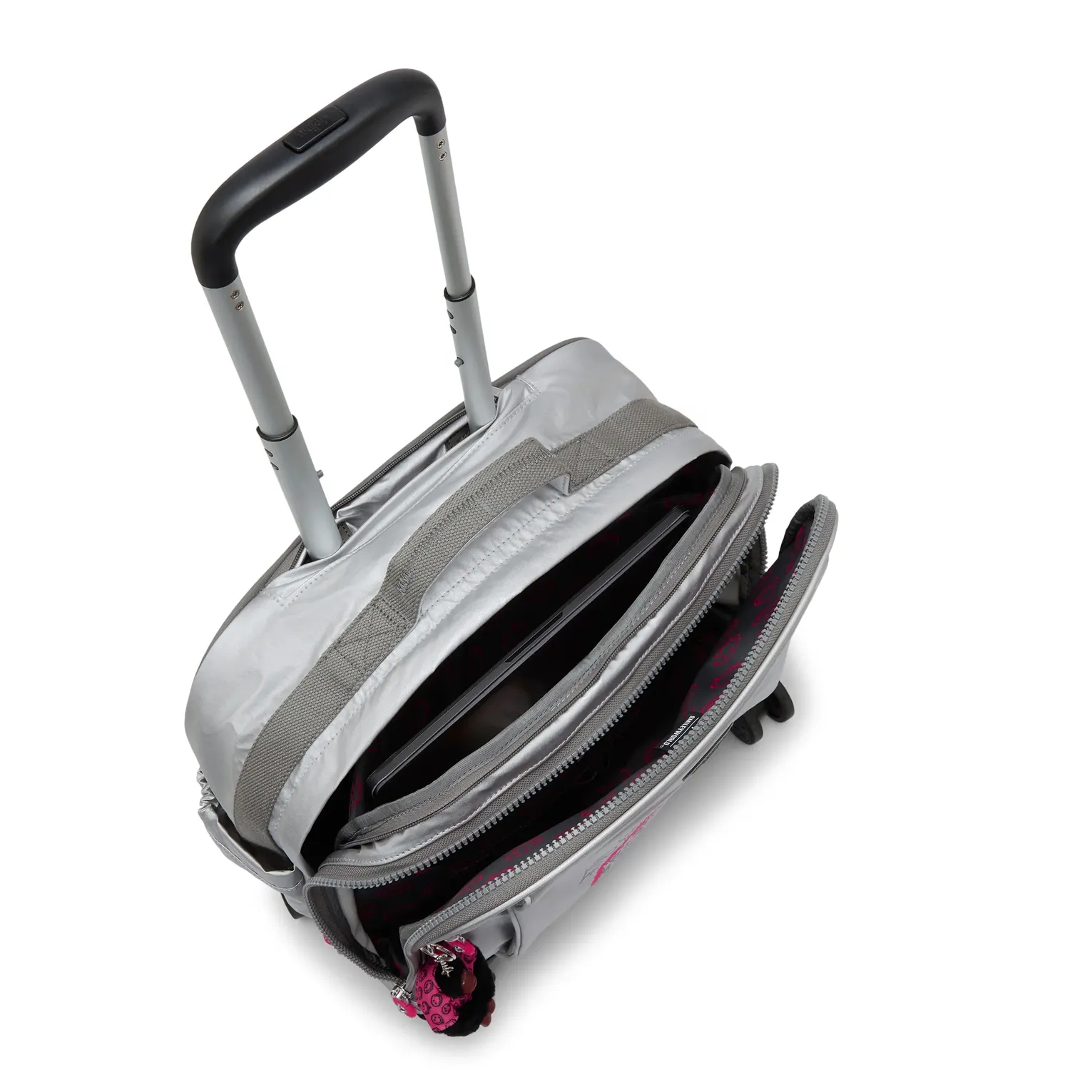Kipling New Storia schooltas Happy Face Silver groot wielen