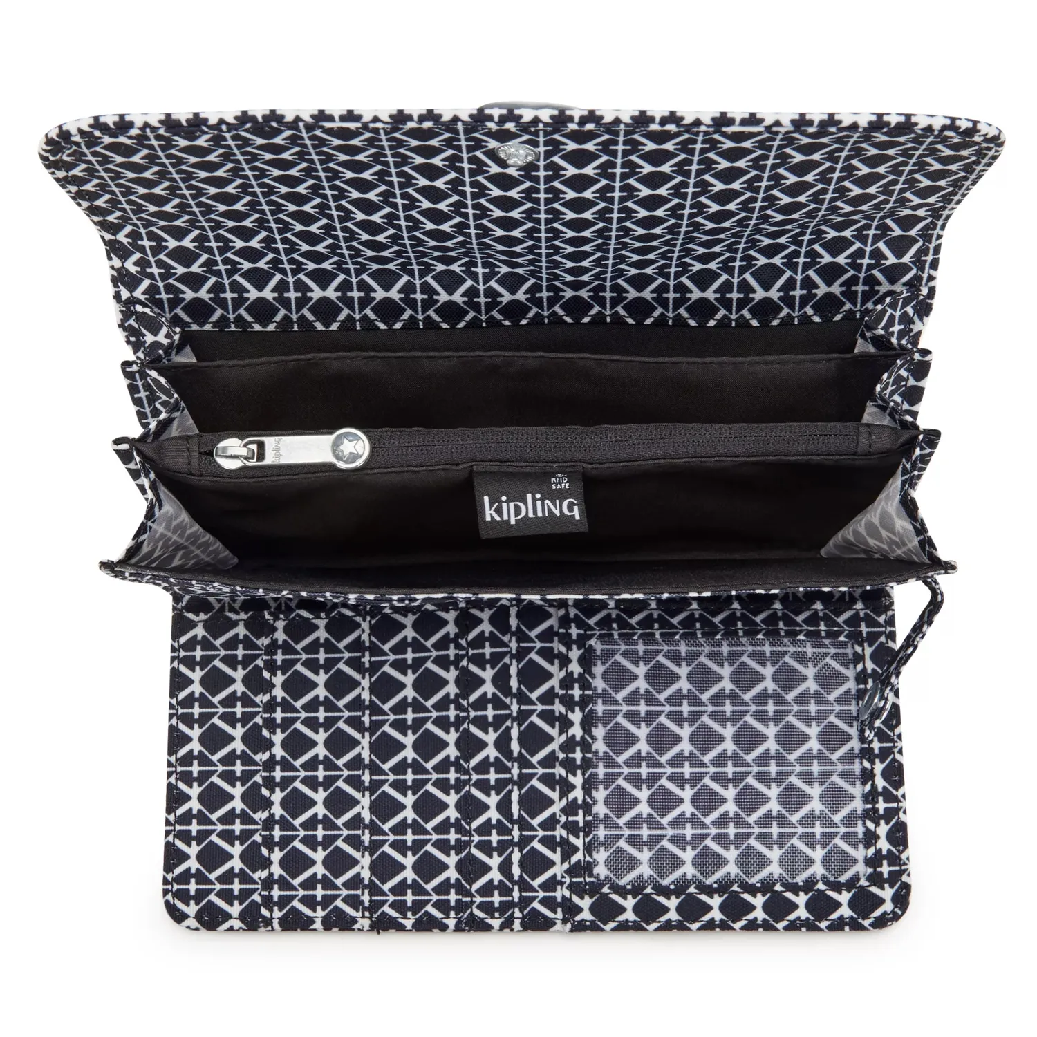 Kipling Money Land portemonnee Groot Signature Print RFID