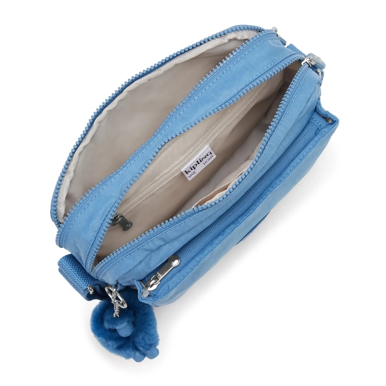 Kipling Abanu M Crossbody Tas Vintage Blue Medium – 2 Vakken
