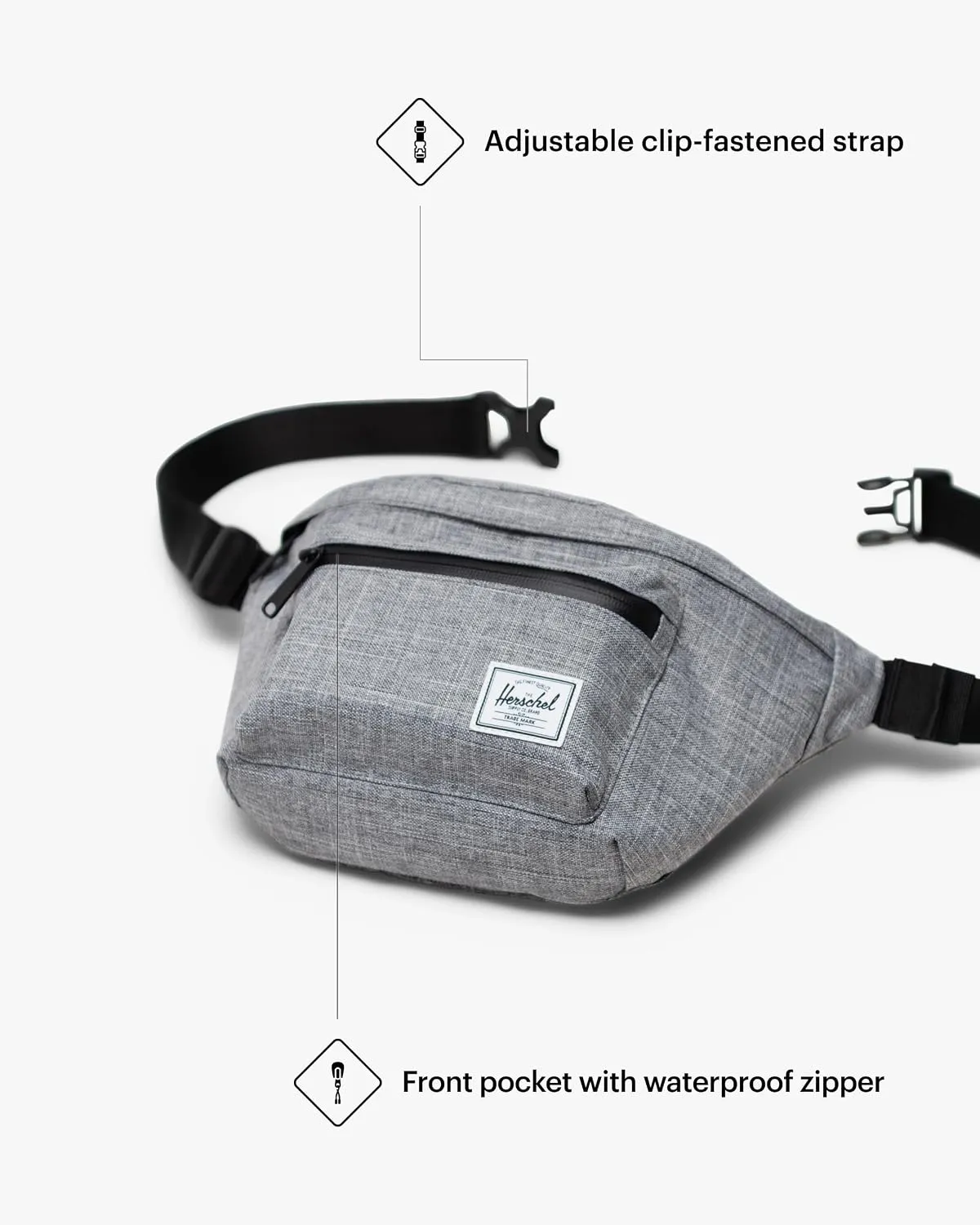 Herschel Pop Quiz heuptas Raven Crosshatch