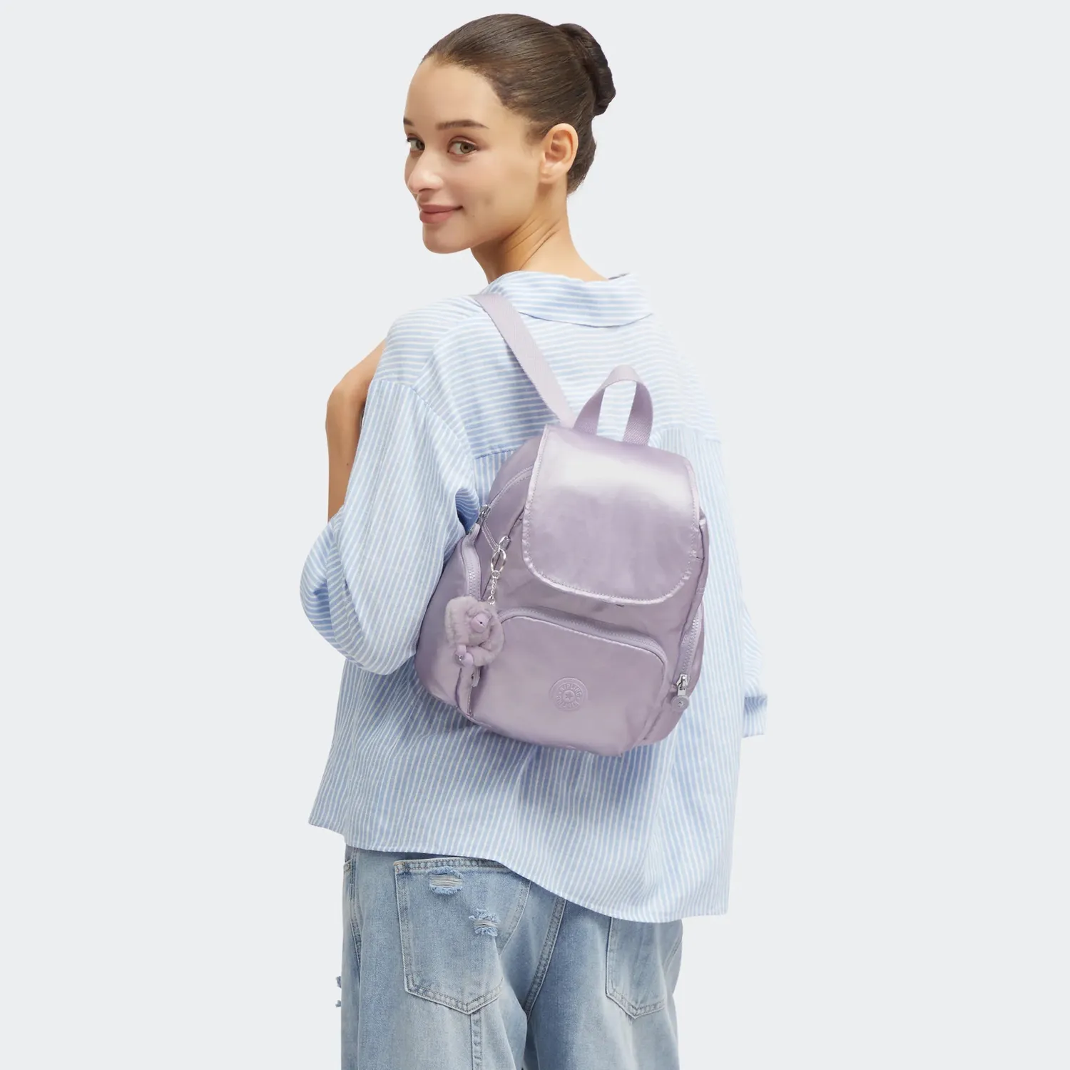 Kipling City Zip Mini rugzak Lilac Moon Metallic klein glans