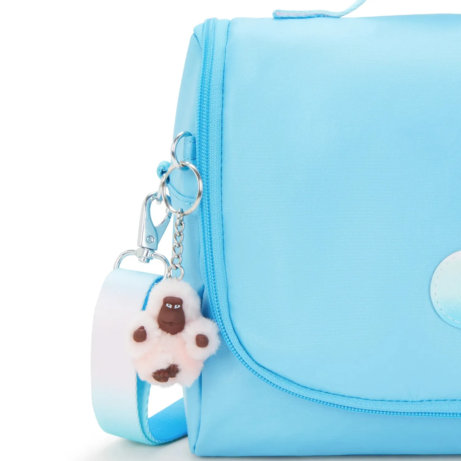 Kipling New Kichirou lunchtas Groot Sea Blue Metallic trolleybevestiging