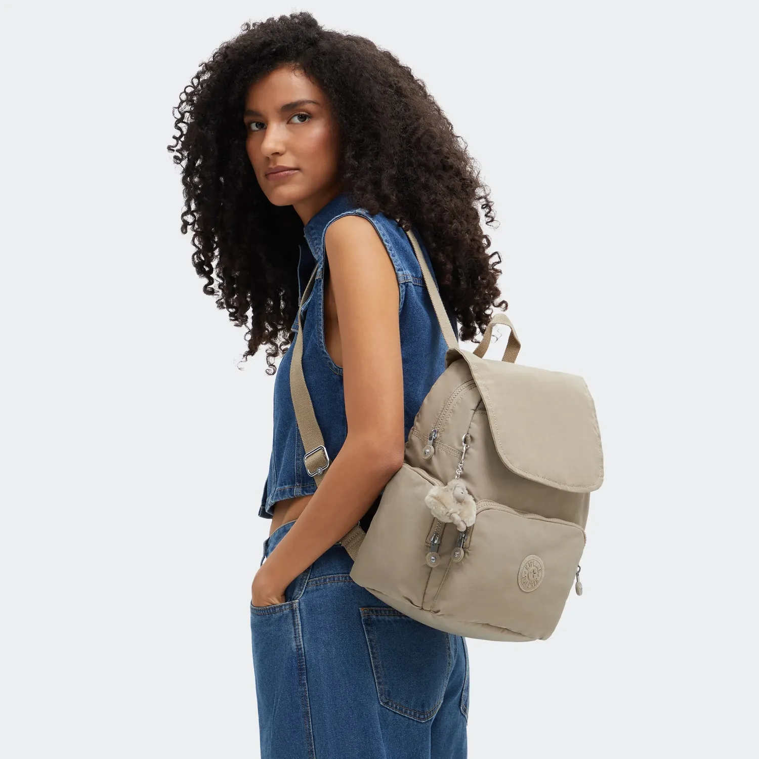 Kipling City Zip S rugzak Klein Soft Taupe lichtgewicht