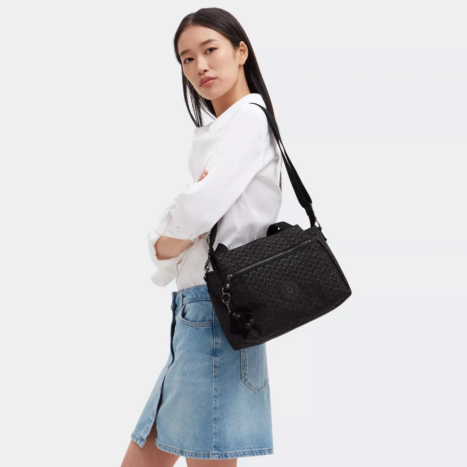 Kipling Elysia schoudertas Medium Signature Emb print