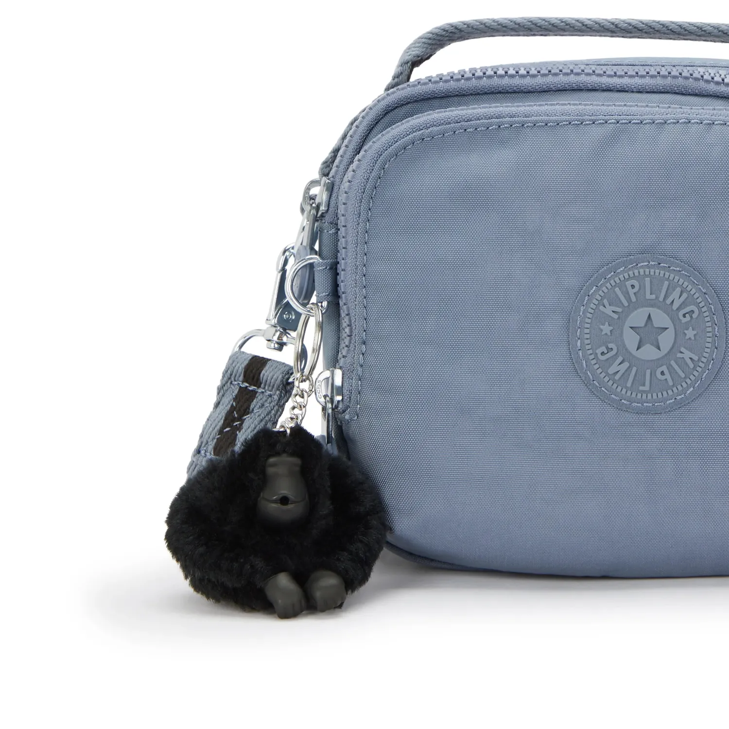 Kipling Cahir crossbody Blue Stone klein met ritsvakken