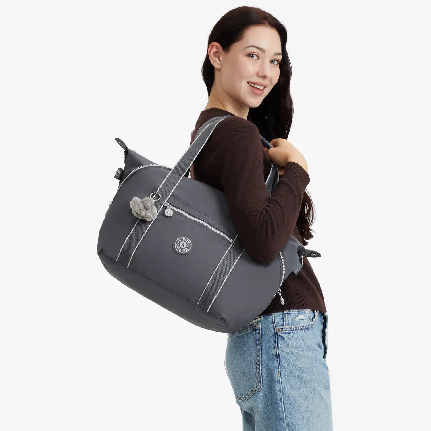 Kipling Art schoudertas medium moonlit grey ruim