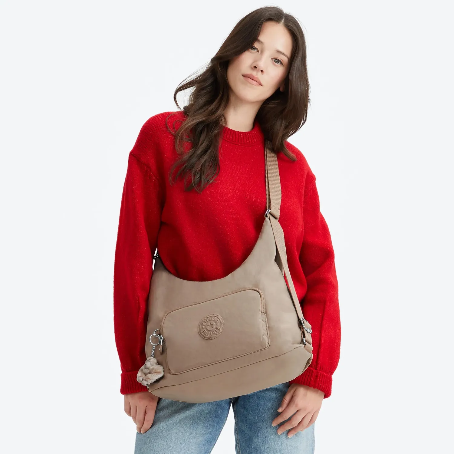 Kipling Yenna schoudertas Tan Beige Medium met vakken