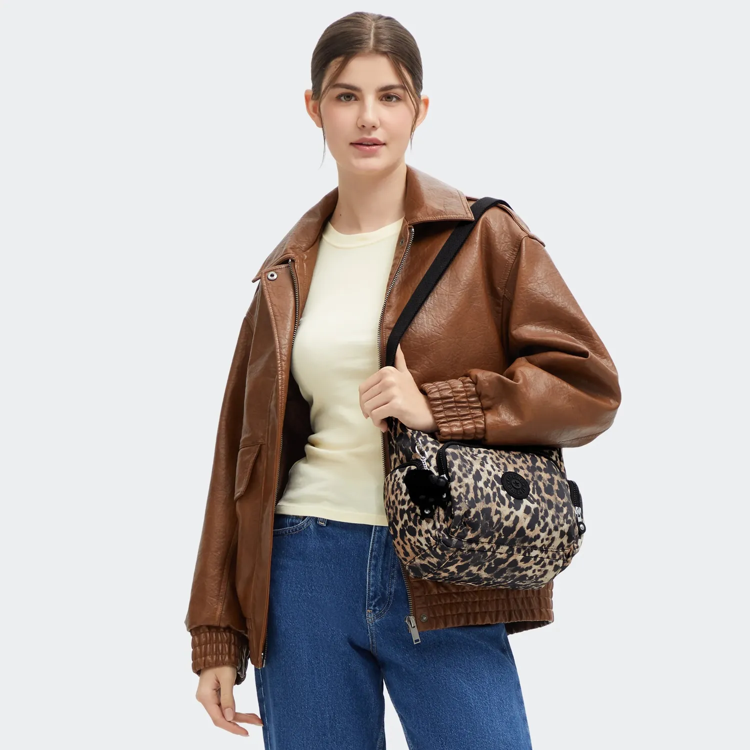 Kipling Gabb S crossbodytas Medium Wild Leopard met ritsvakken