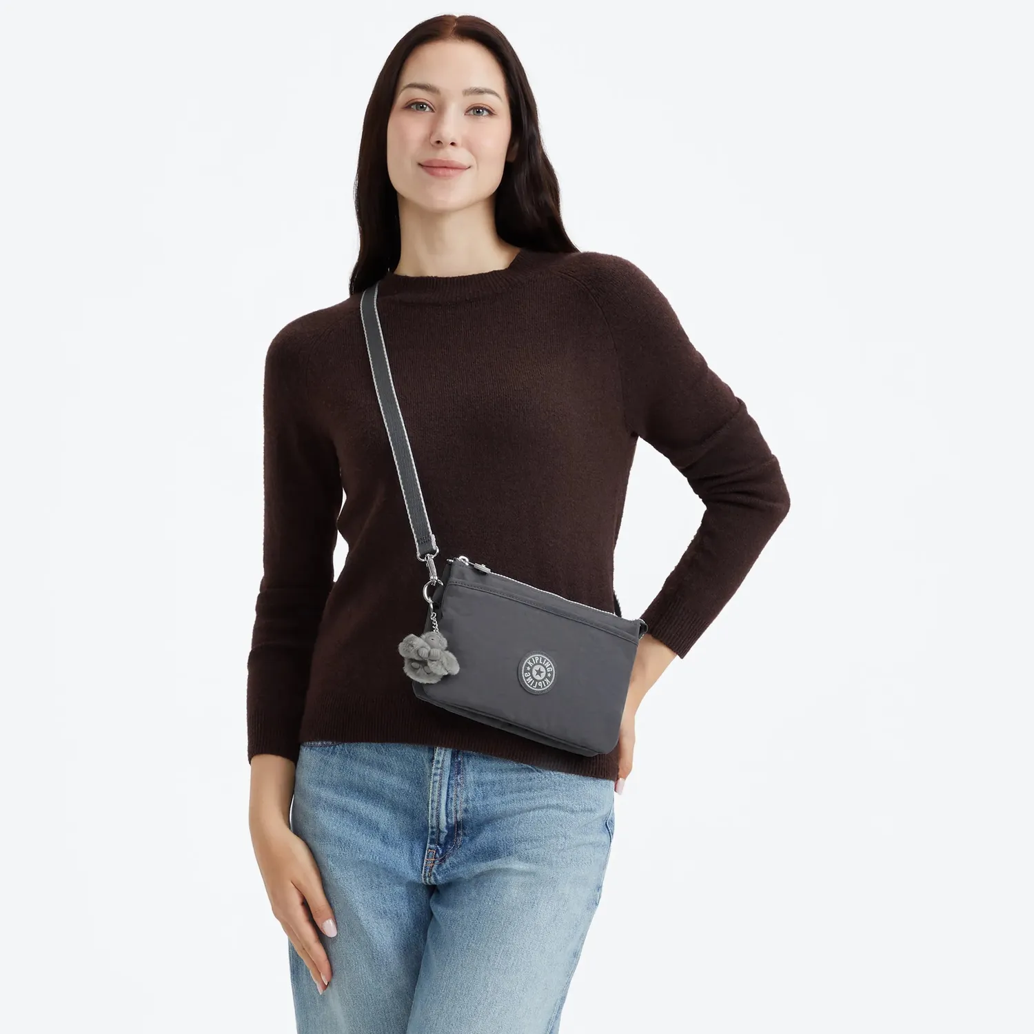 Kipling Riri crossbodytas Klein Moonlit Grey waterafstotend