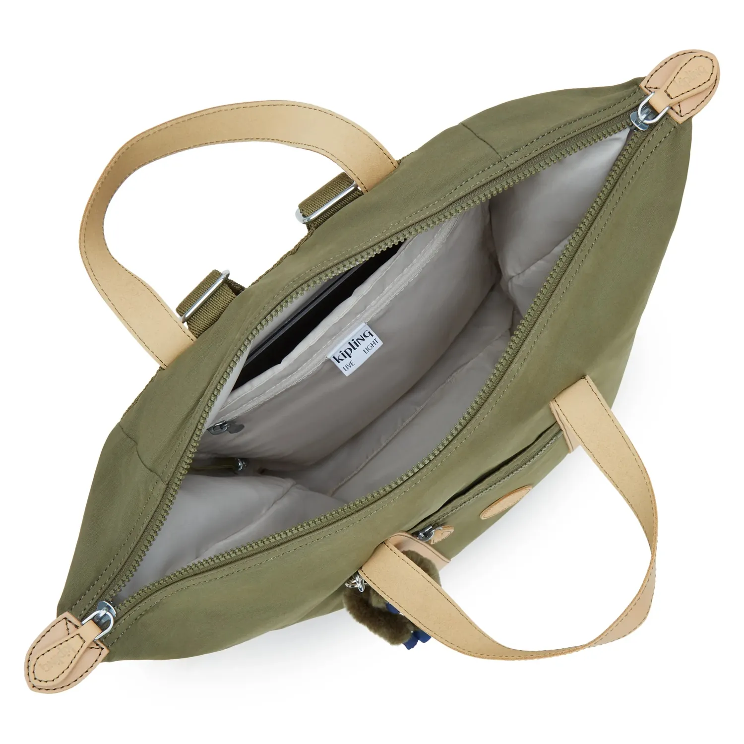 Kipling New Art Backpack rugzak medium 15 inch Cotton Khaki