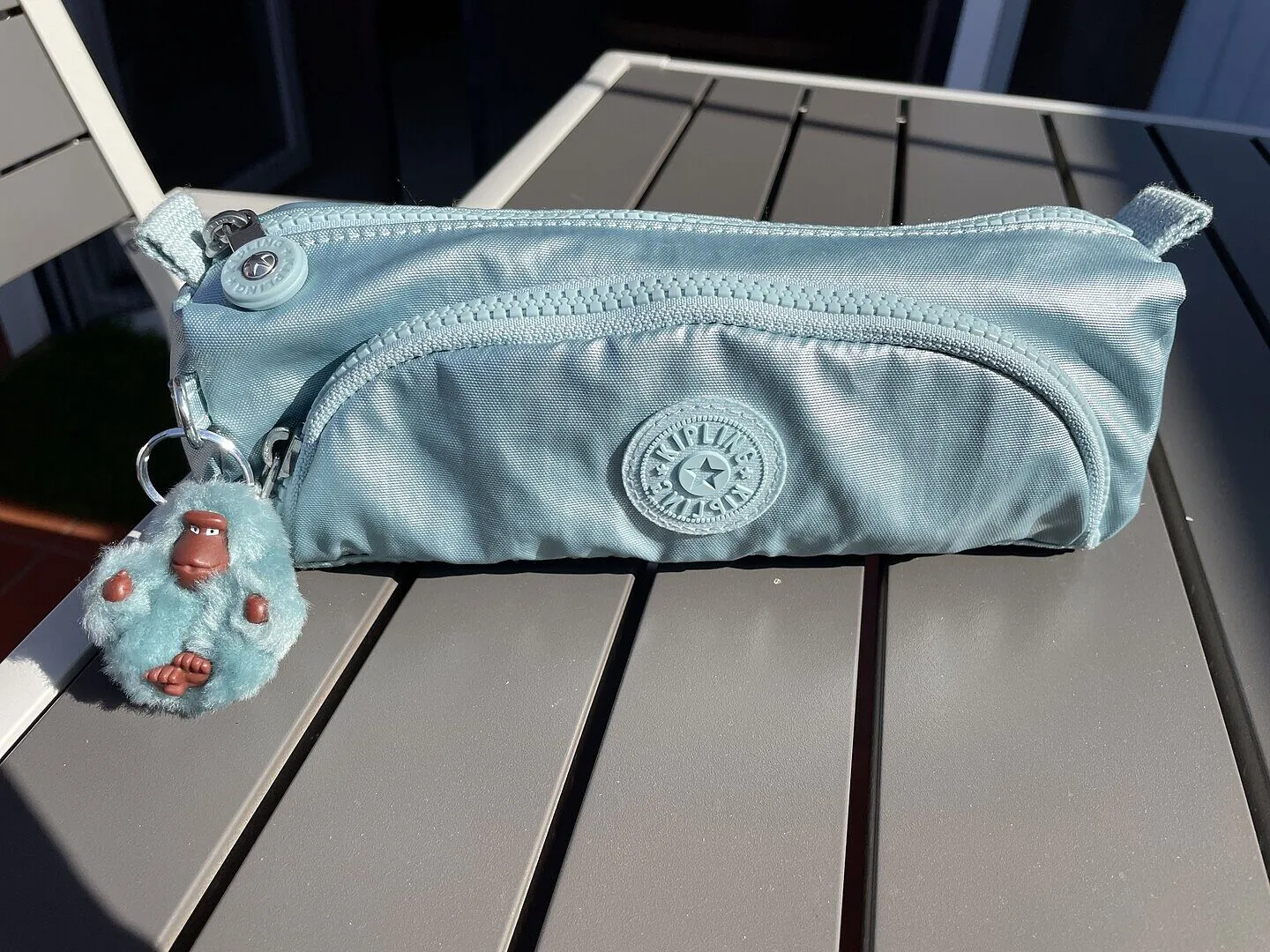 Kipling Cute pennenzak Medium Blue Green Block nylon