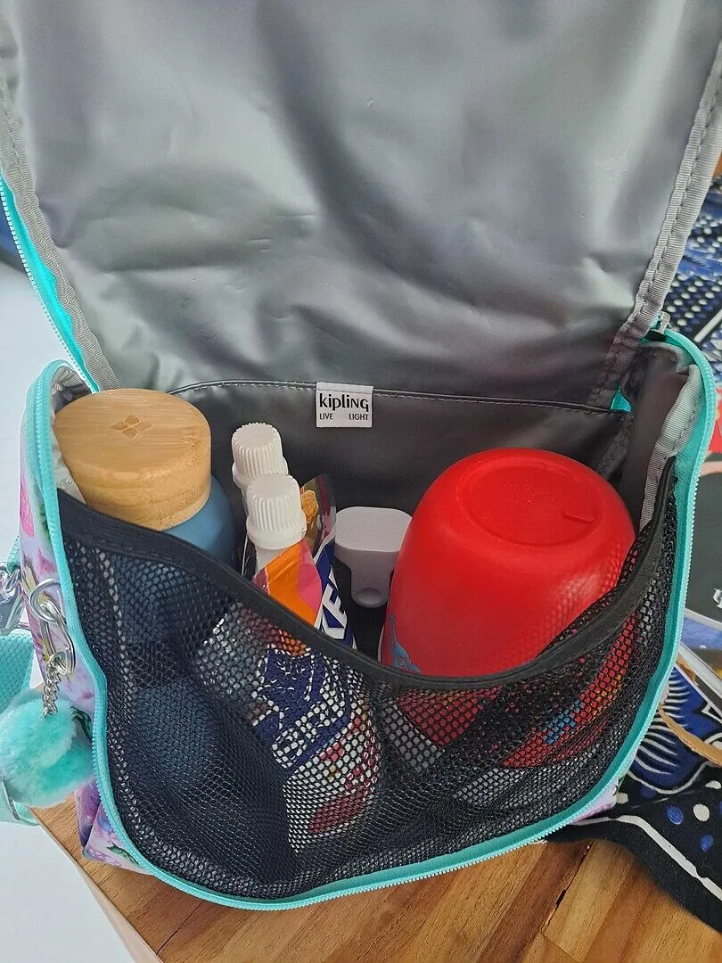 Kipling New Kichirou lunchtas Game Grey groot trolley