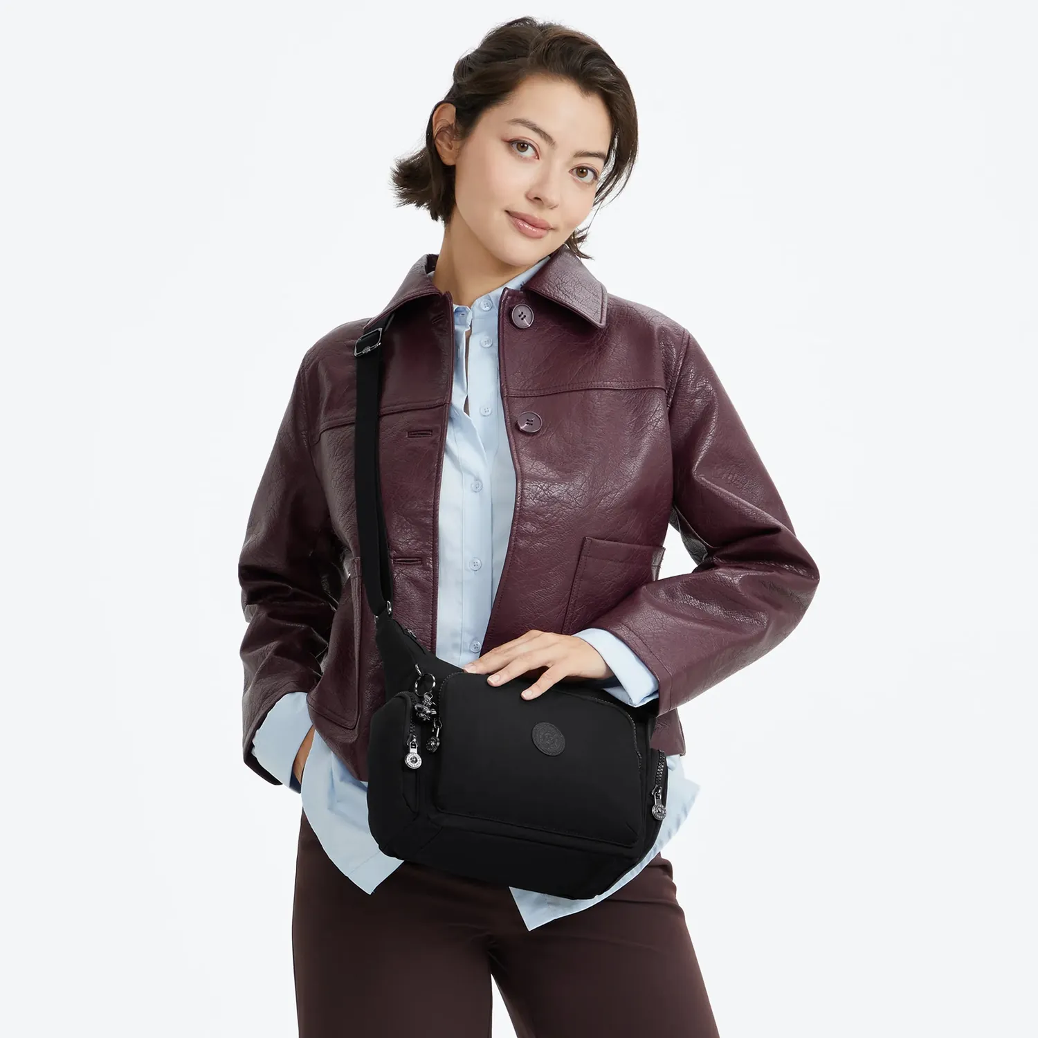 Kipling Gabb S crossbodytas Infinite Black medium met 6 ritsvakken