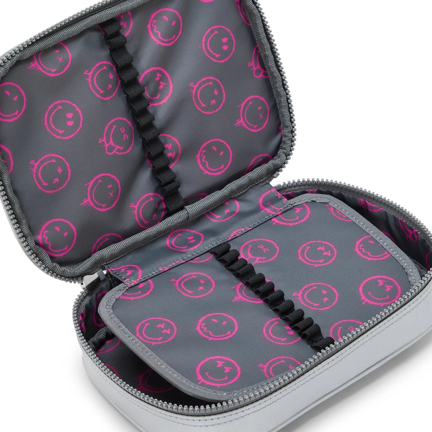 Kipling 100 PENS pennenzak Happy Face Silver Smiley print
