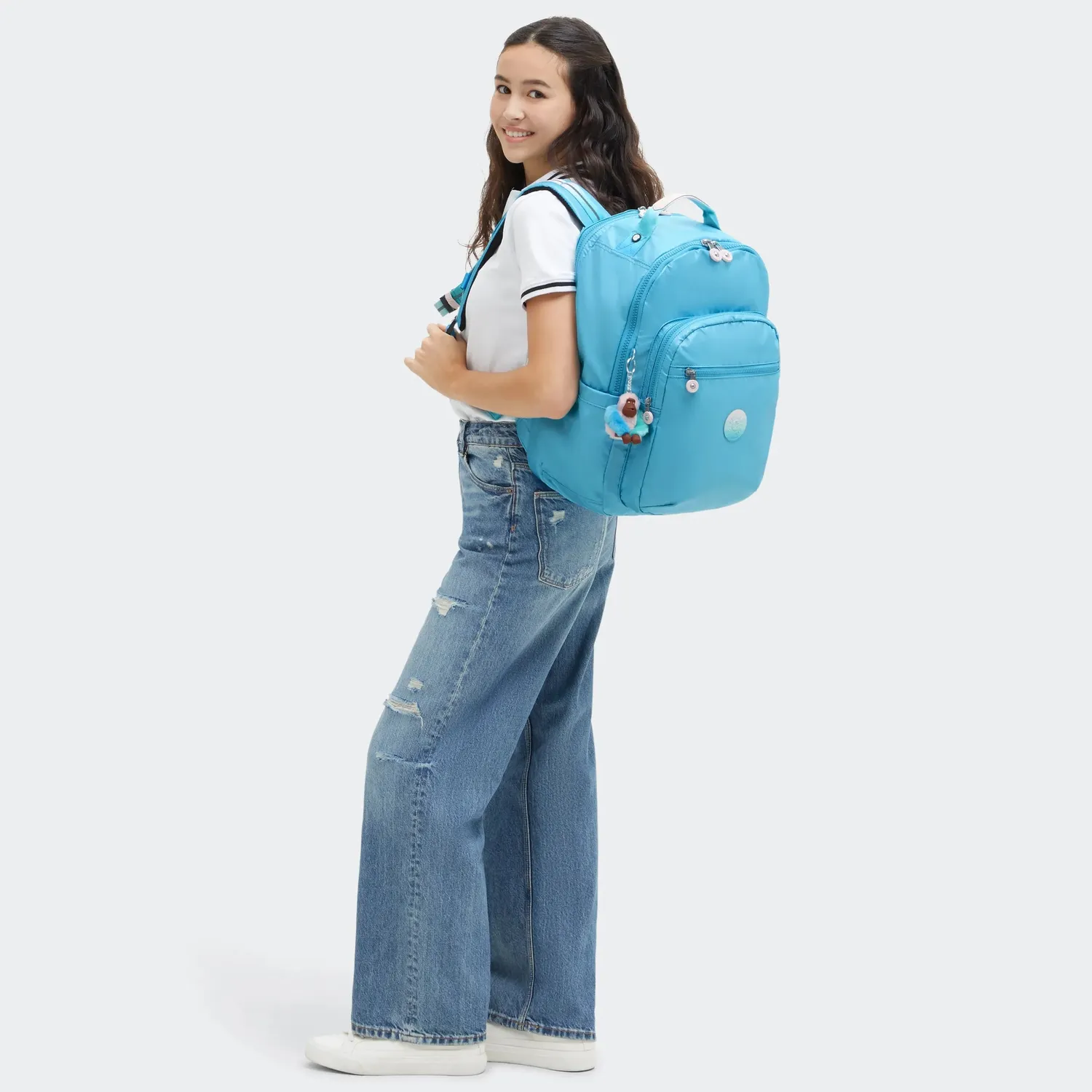 Kipling Seoul College Extra rugzak Sea Blue Metallic Groot 15 inch