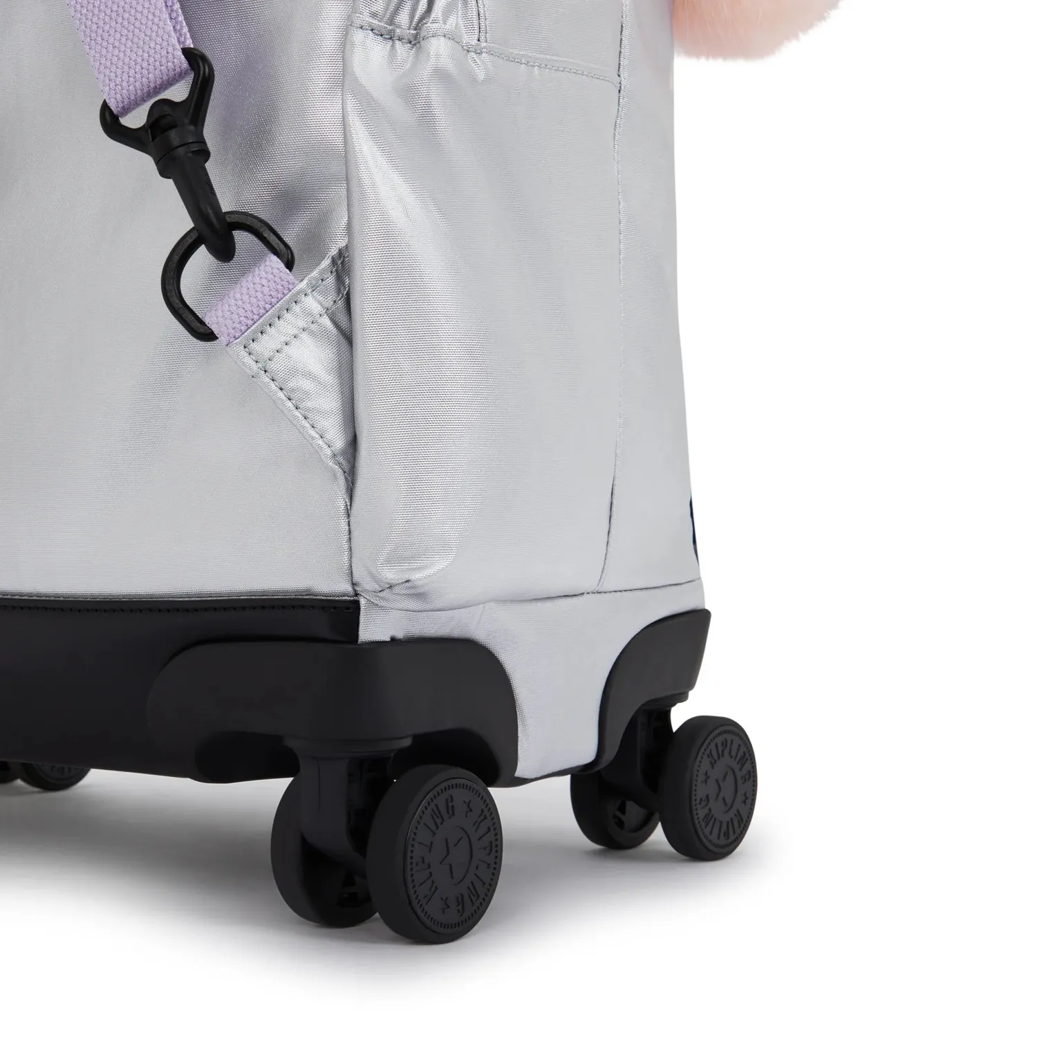 Kipling New Zea rugzak Silver Glow Metallic groot met wielen