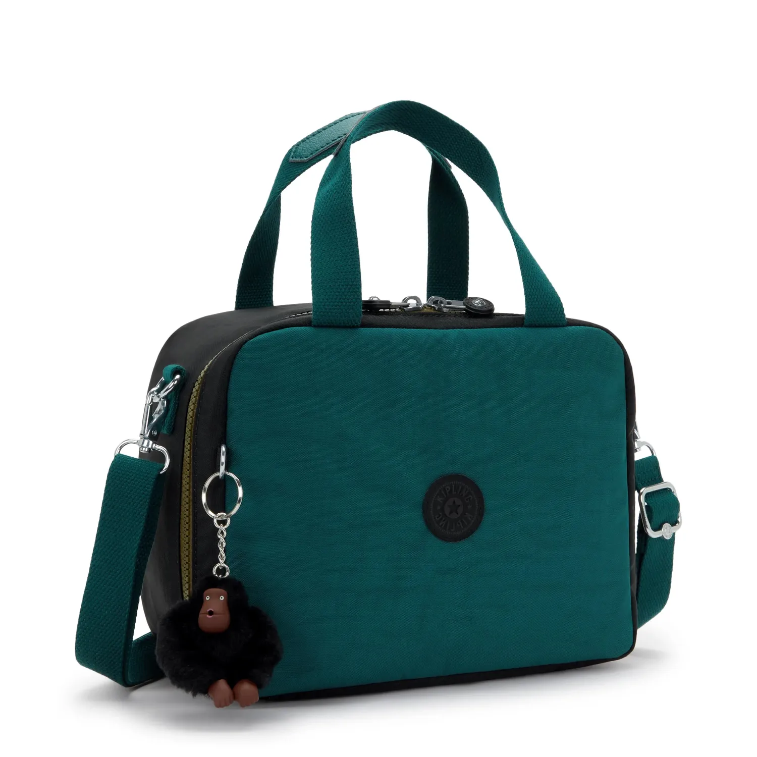 Kipling Miyo lunchtas Black Khaki Block groot geisoleerd