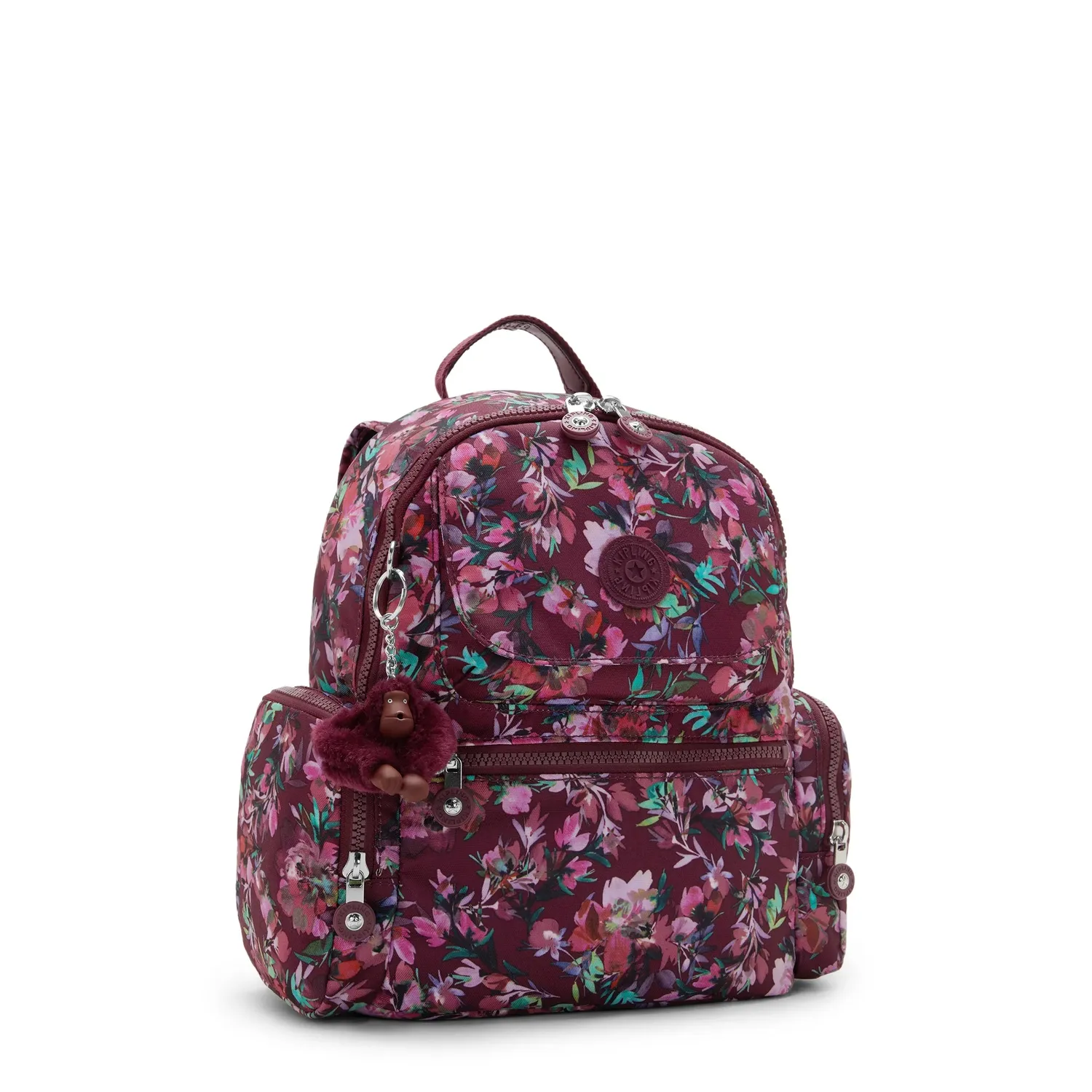 Kipling Matta rugzak Medium Crimson Petals bloemen
