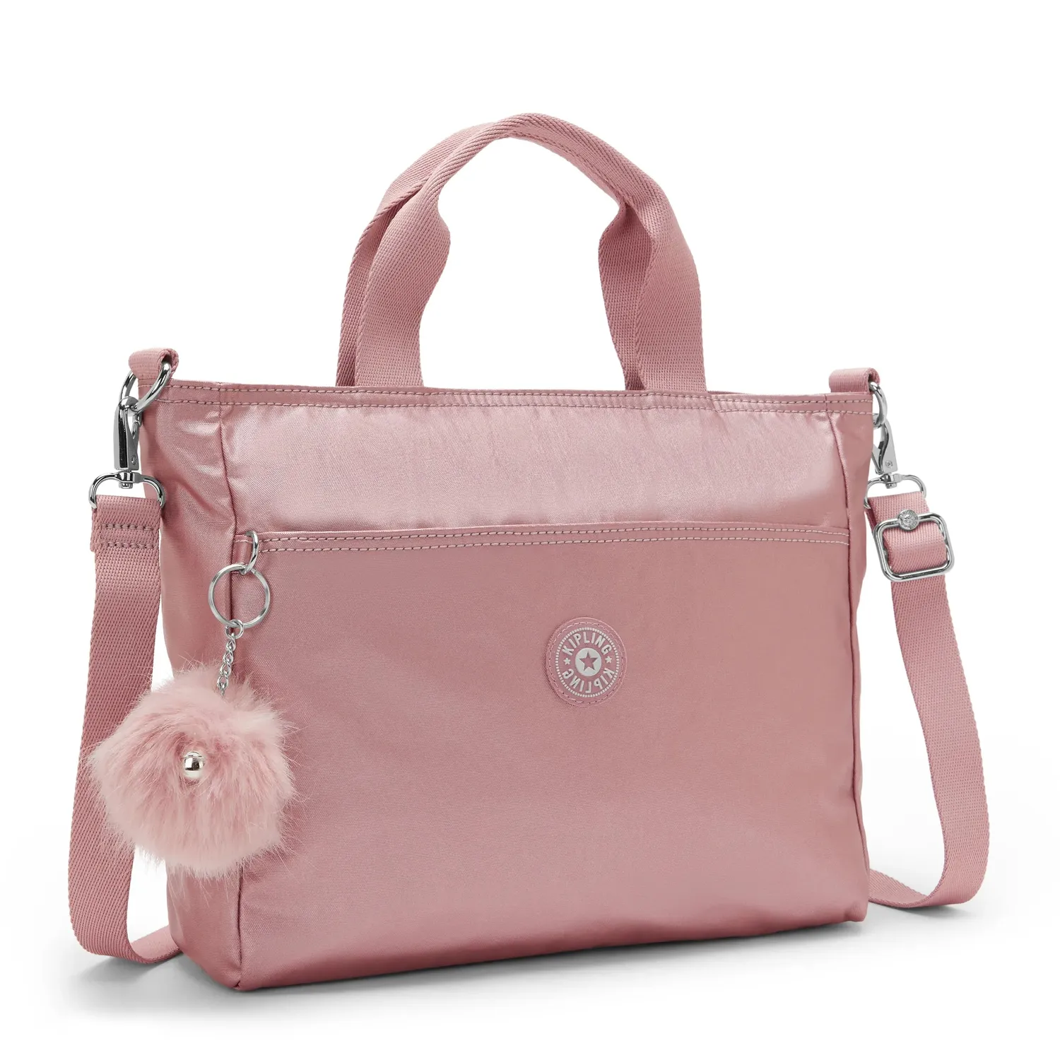 Kipling Lavena tas pink rose metallic klein met schouderband