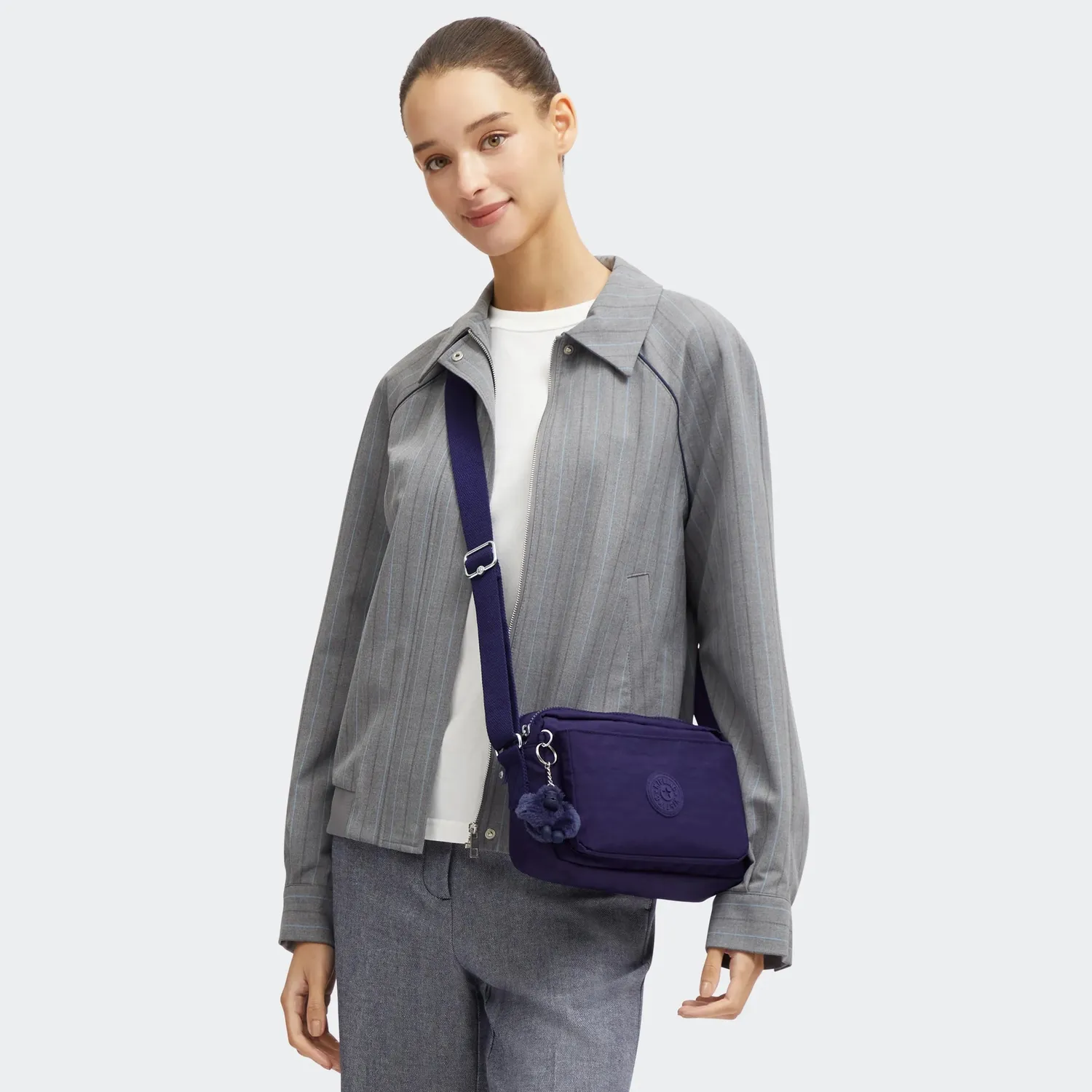 Kipling Abanu M crossbody tas Moonlit Blue Medium dubbel vak