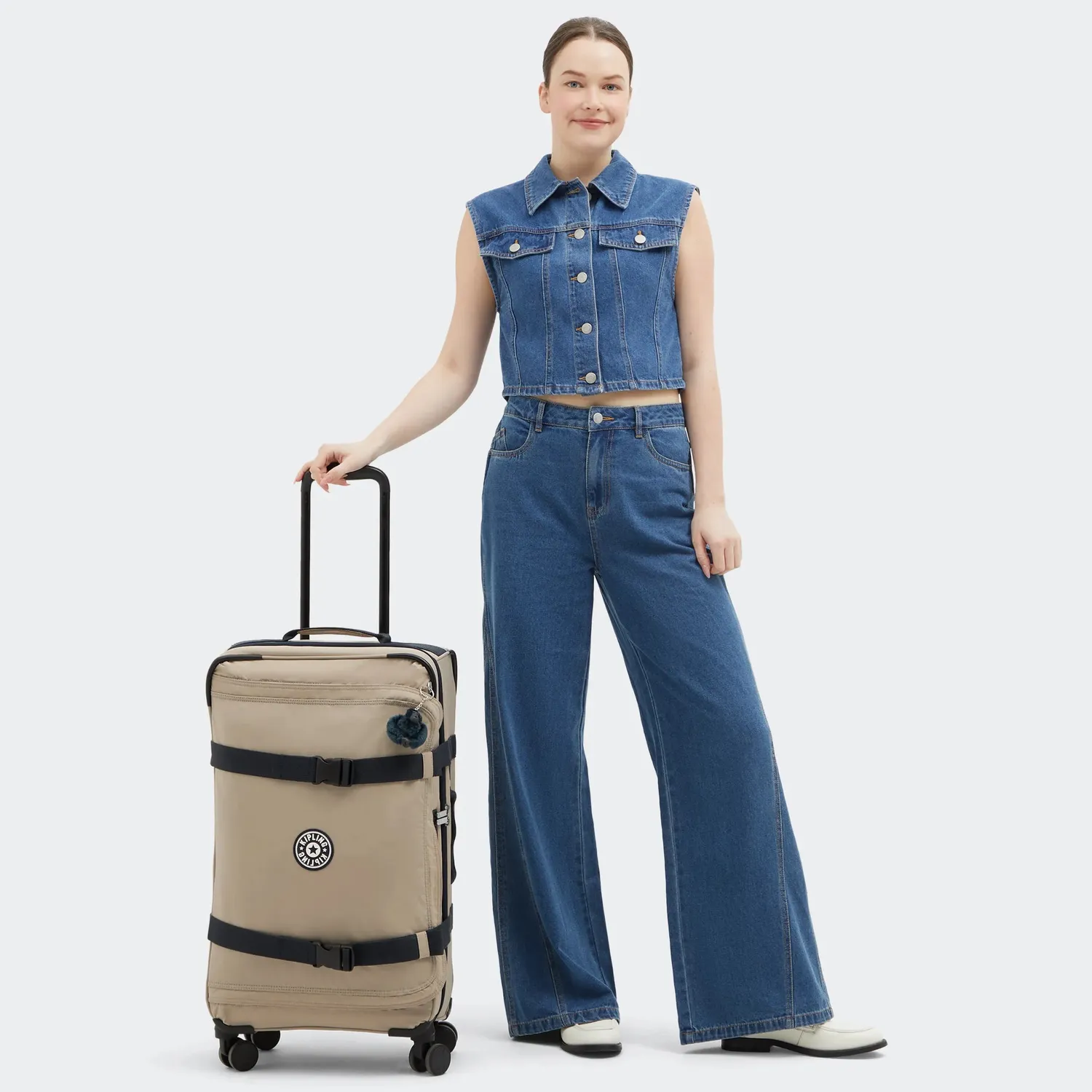 Kipling Spontaneous M koffer Medium Soft Taupe TSA-slot