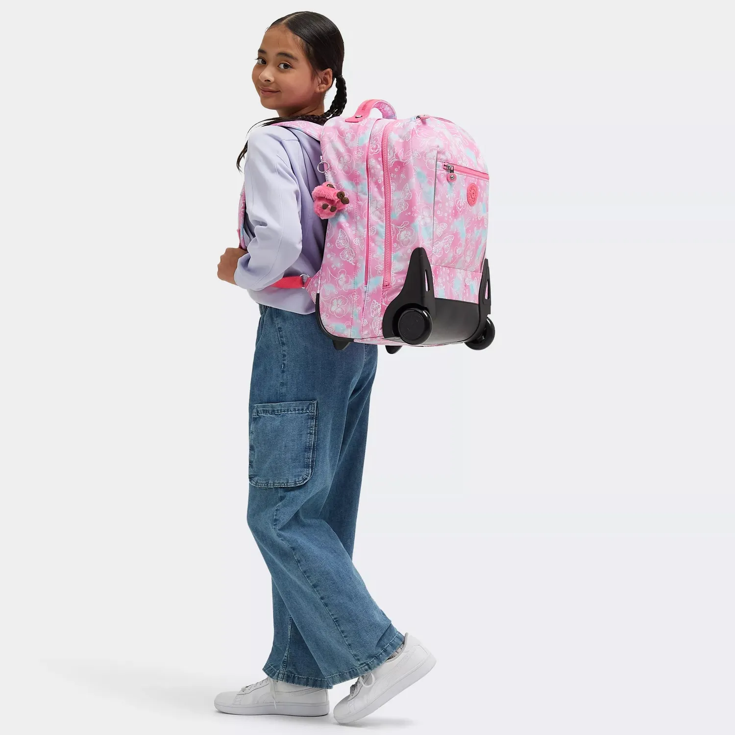 Kipling Sari trolley rugzak Groot Garden Clouds laptopvak