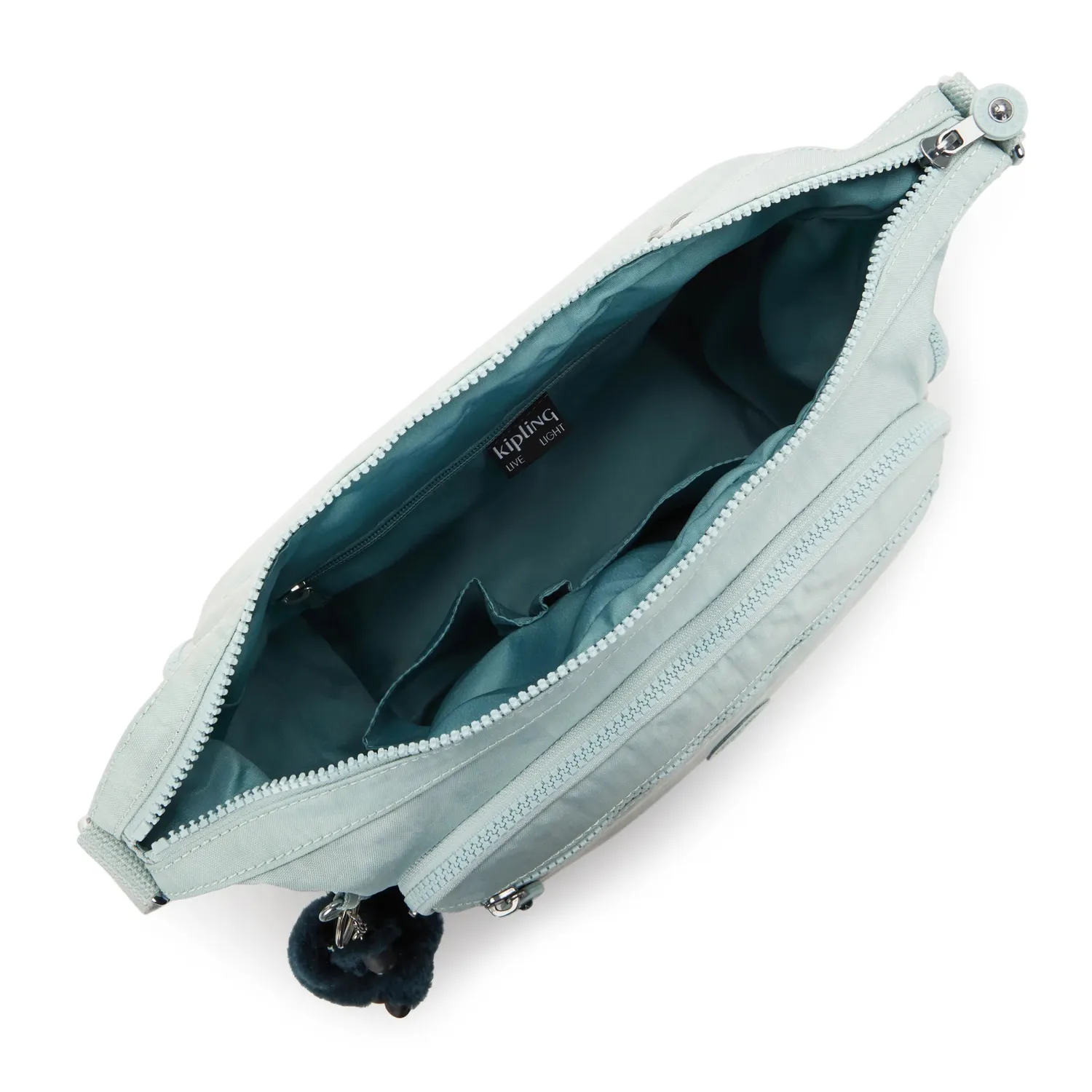 Kipling Gabbie crossbody tas Breezy Blue groot met ritsvakken