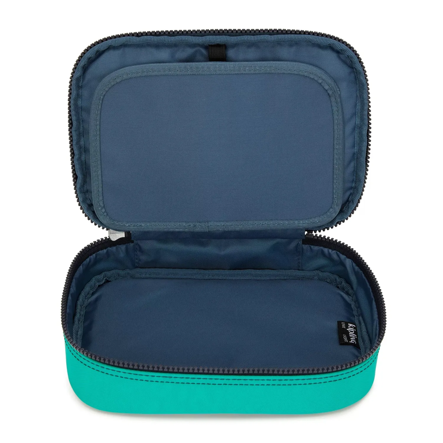 Kipling 100 PENS pennenzak Groot Blue Green Block nylon