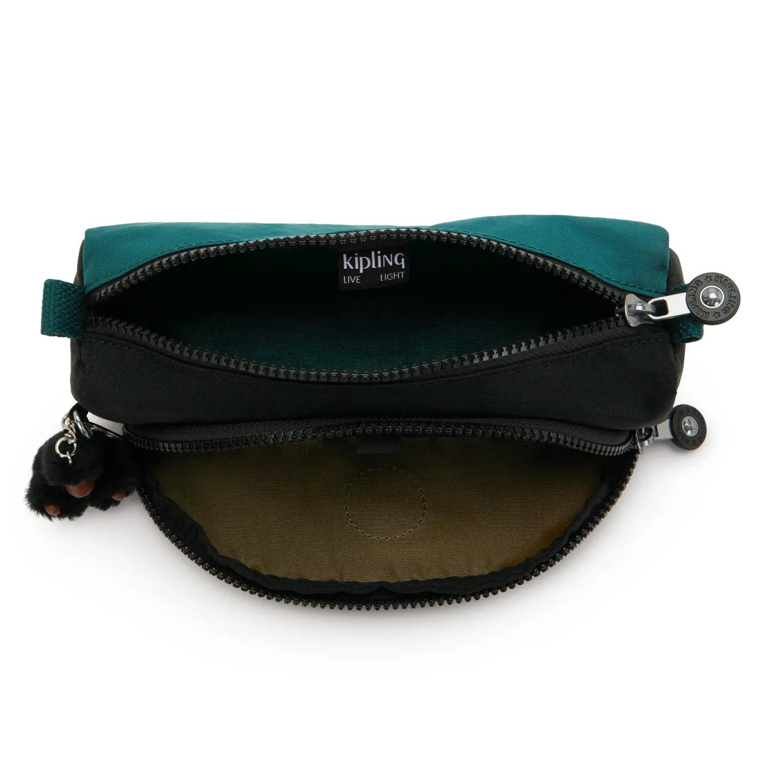 Kipling Cute pennenzak Medium Black Khaki Block nylon