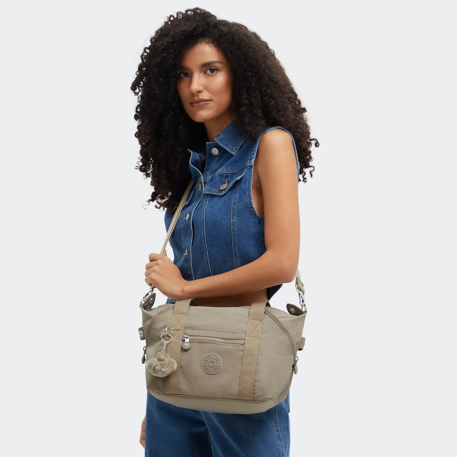 Kipling Art Mini schoudertas Soft Taupe klein waterafstotend