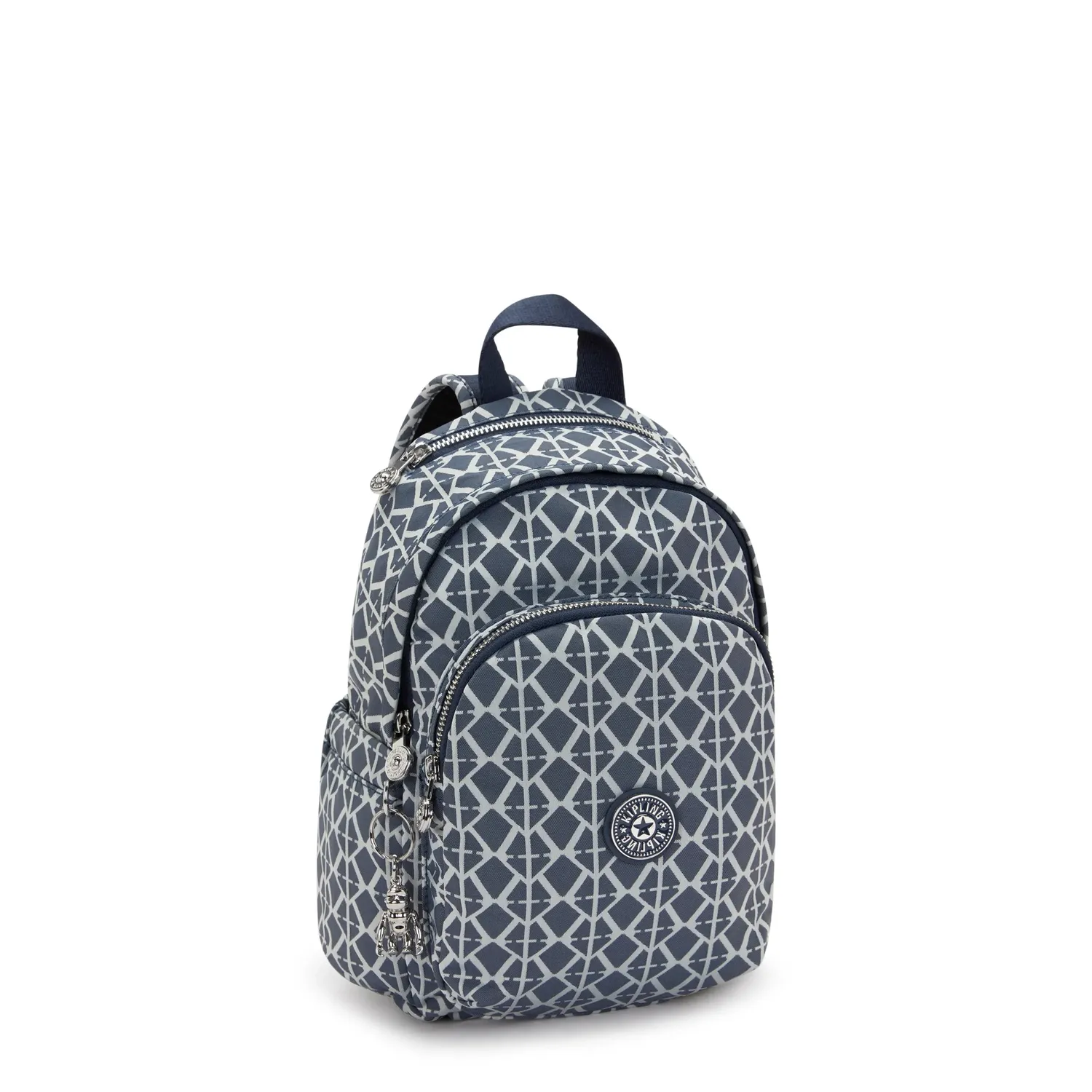 Kipling Delia Mini rugzak Navy Sign Jacquard klein vakken