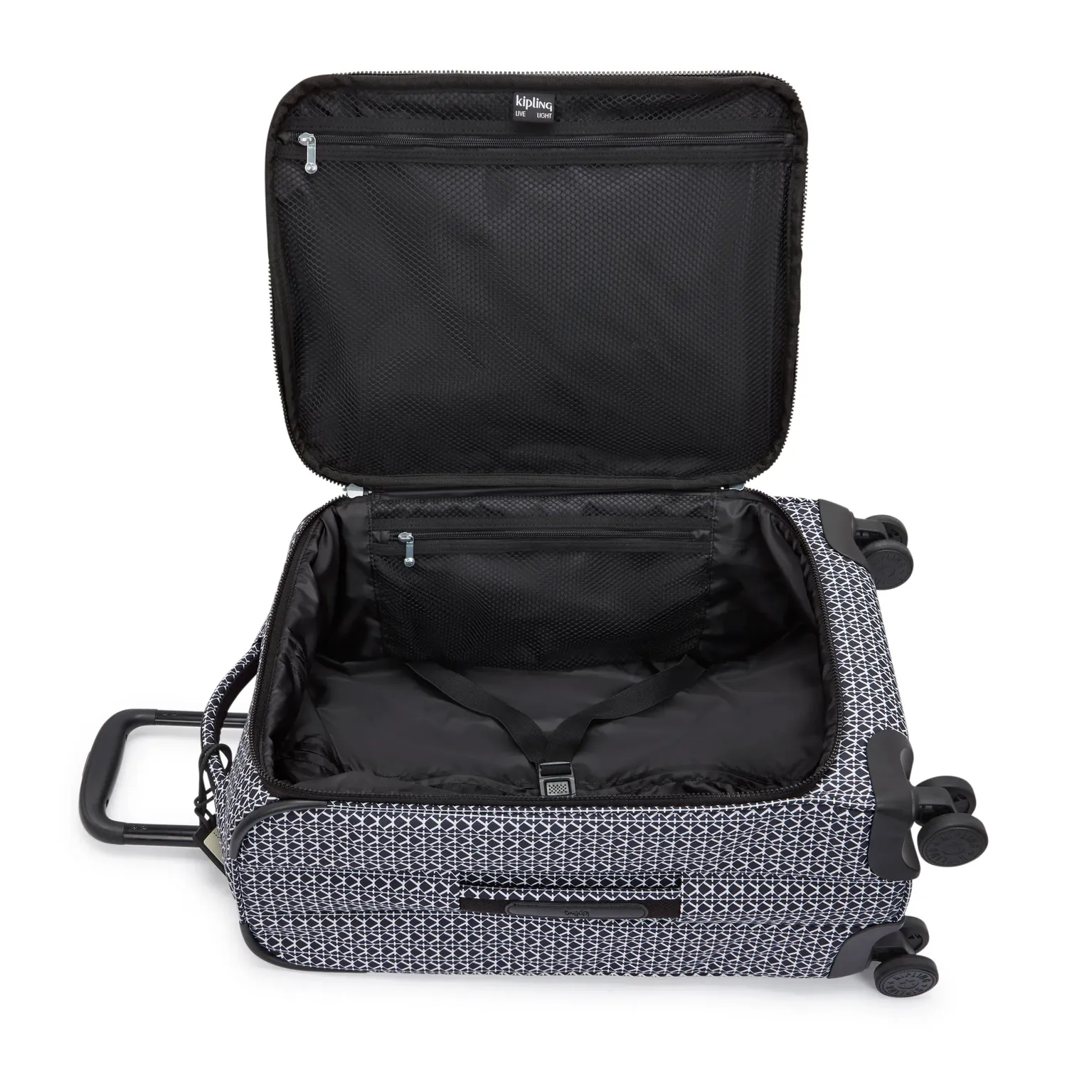 Kipling New Youri Spin S koffer Signature Print klein licht