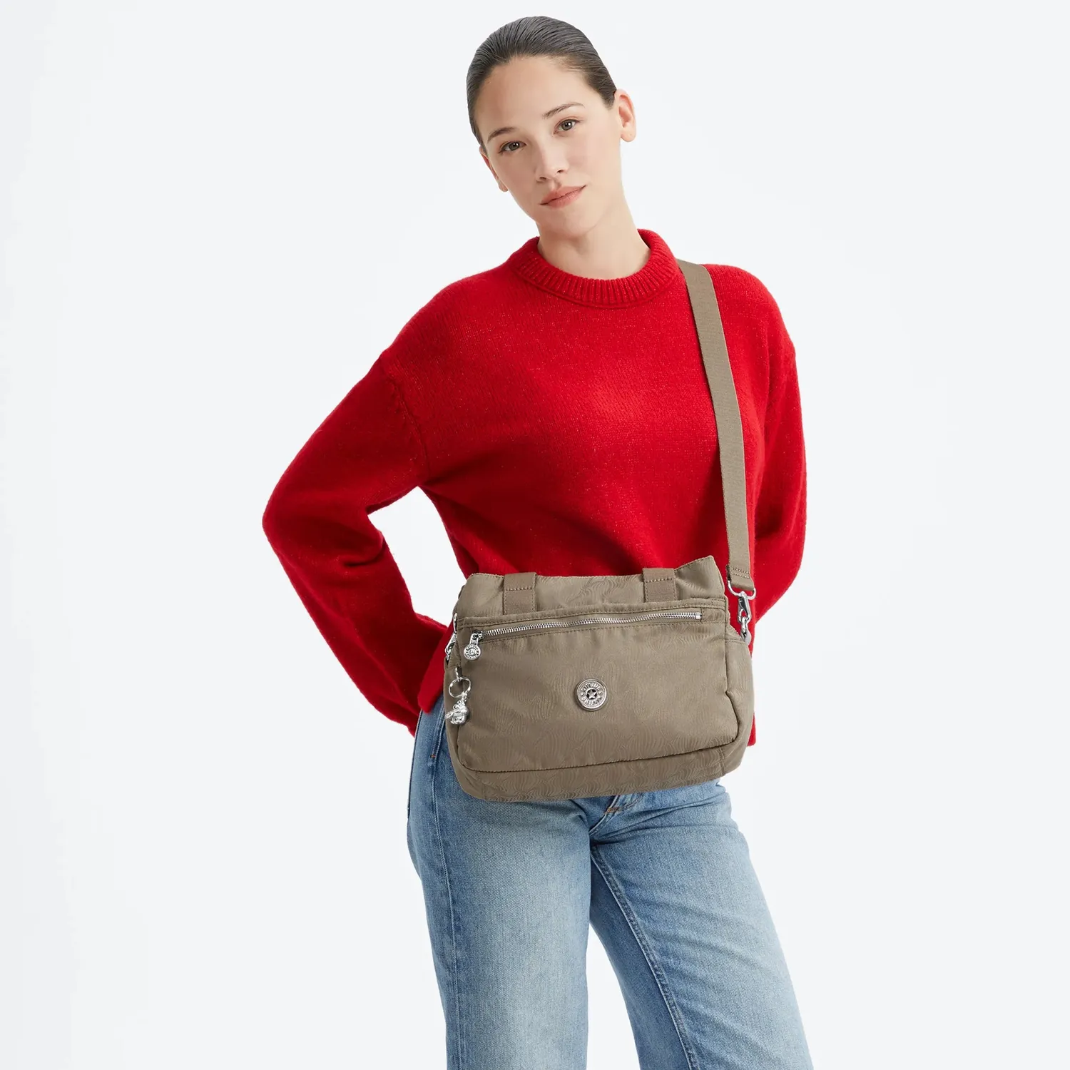 Kipling Elysiana schoudertas Diamond Wave Jacquard medium 3-vaks