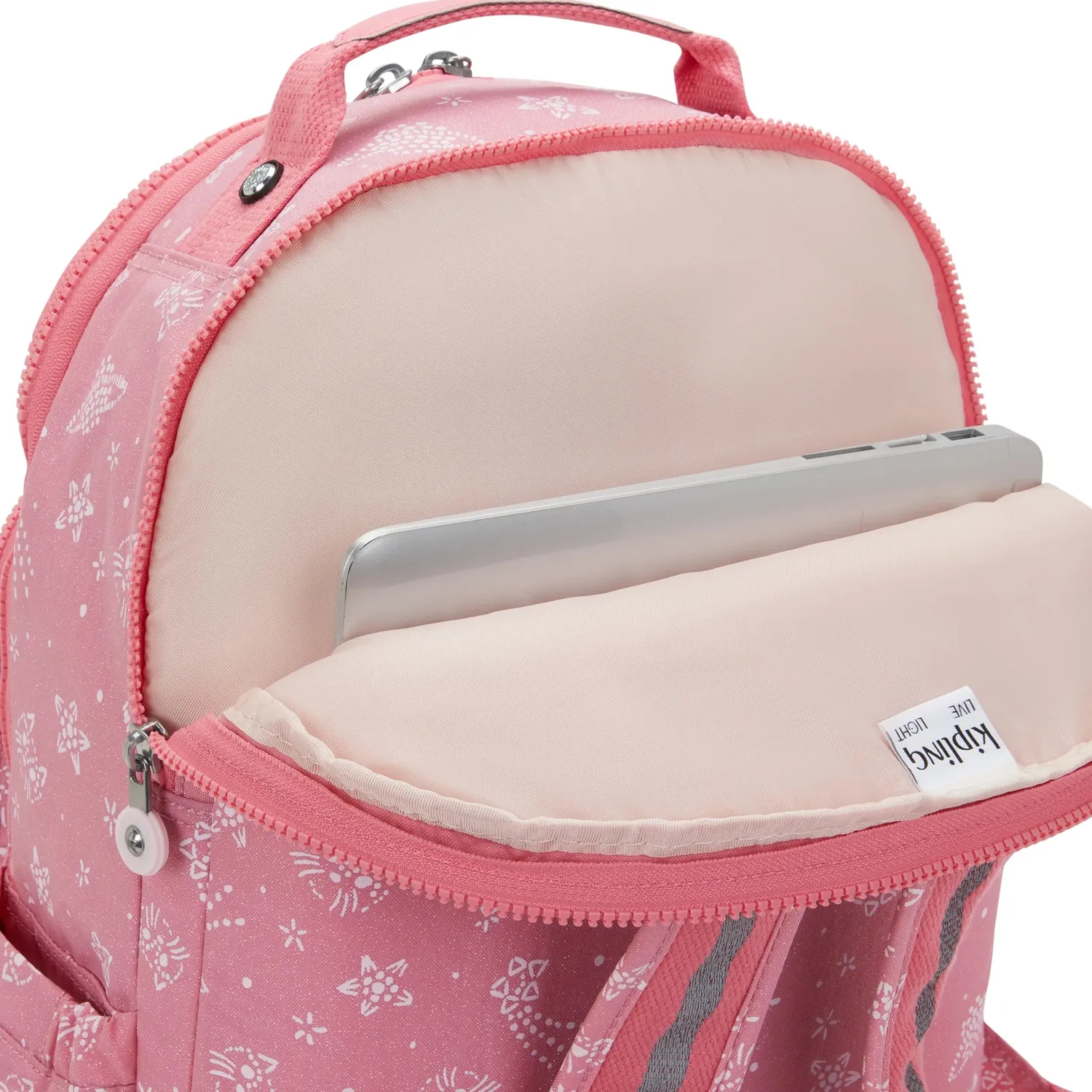 Kipling Seoul Lap rugzak Glitter Cats Groot 15 inch