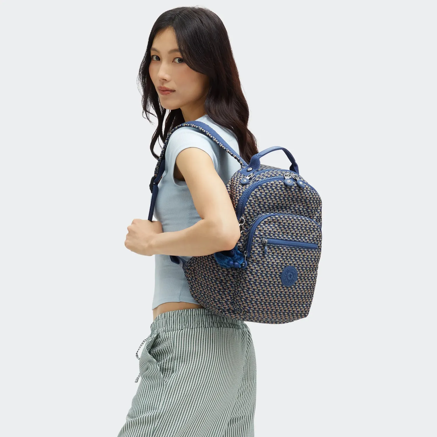 Kipling Seoul S rugzak Klein Blue on Wire 11 inch