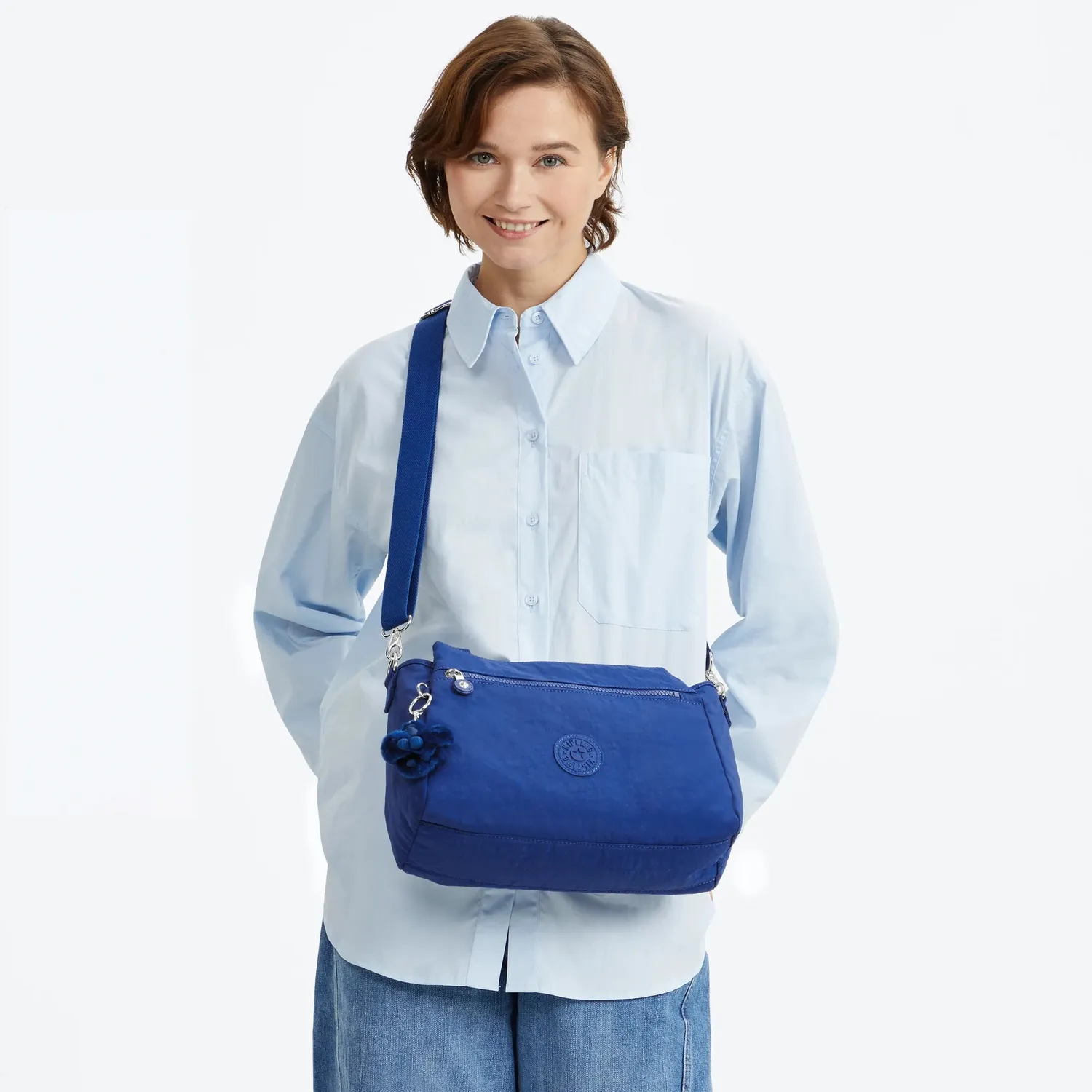Kipling Elysia schoudertas Medium Blazing Blue vakken