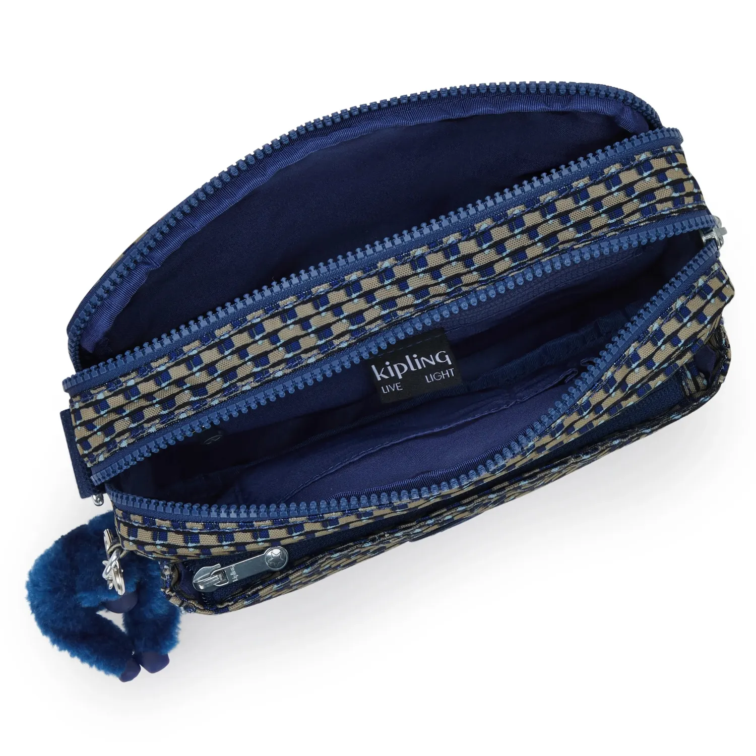 Kipling Abanu M crossbody tas Blue on Wire Medium dubbel vak