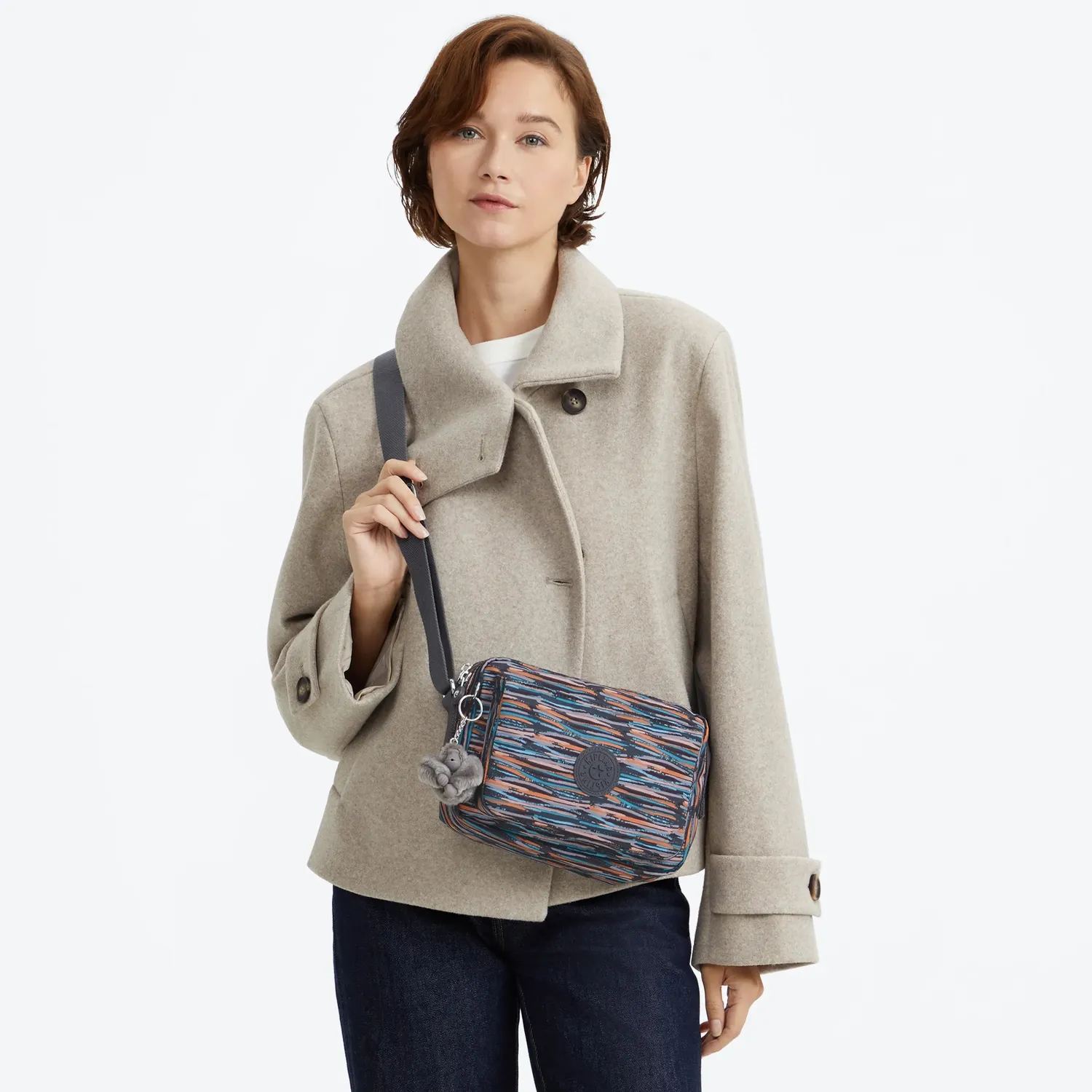 Kipling Abanu M crossbody Mineral Stripes met ritsvak