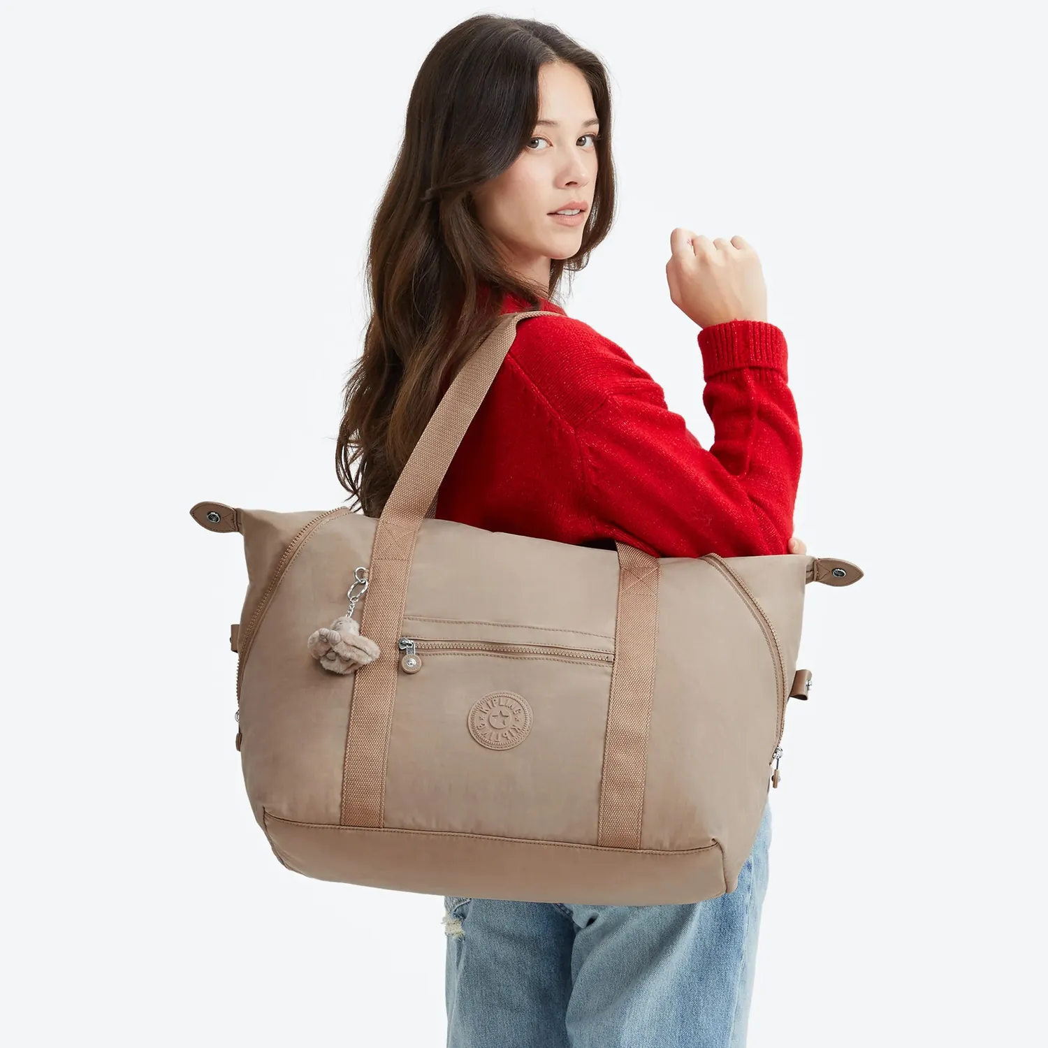 Kipling Art M handtas Tan Beige groot lichtgewicht