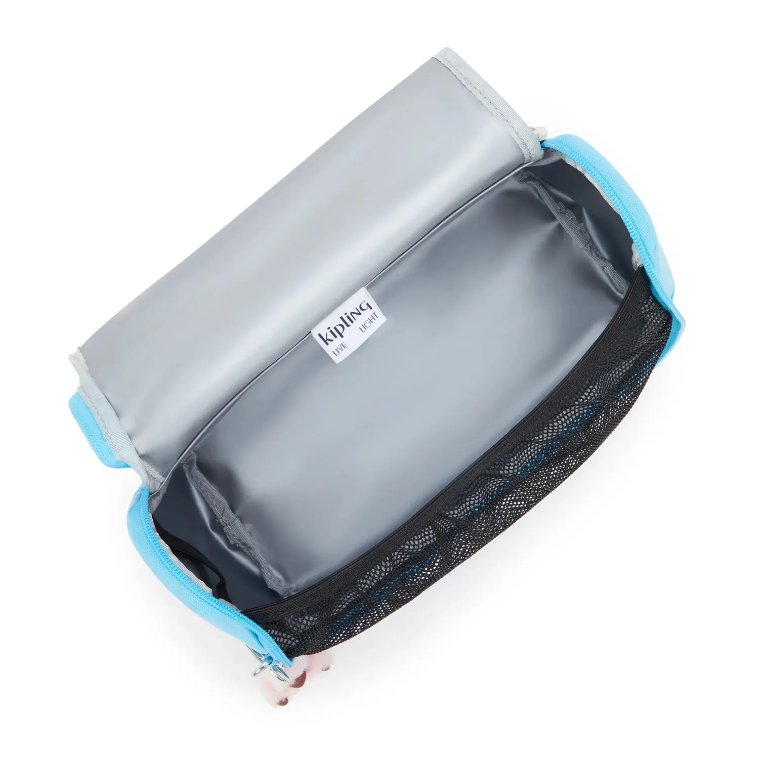 Kipling New Kichirou lunchtas Groot Sea Blue Metallic trolleybevestiging