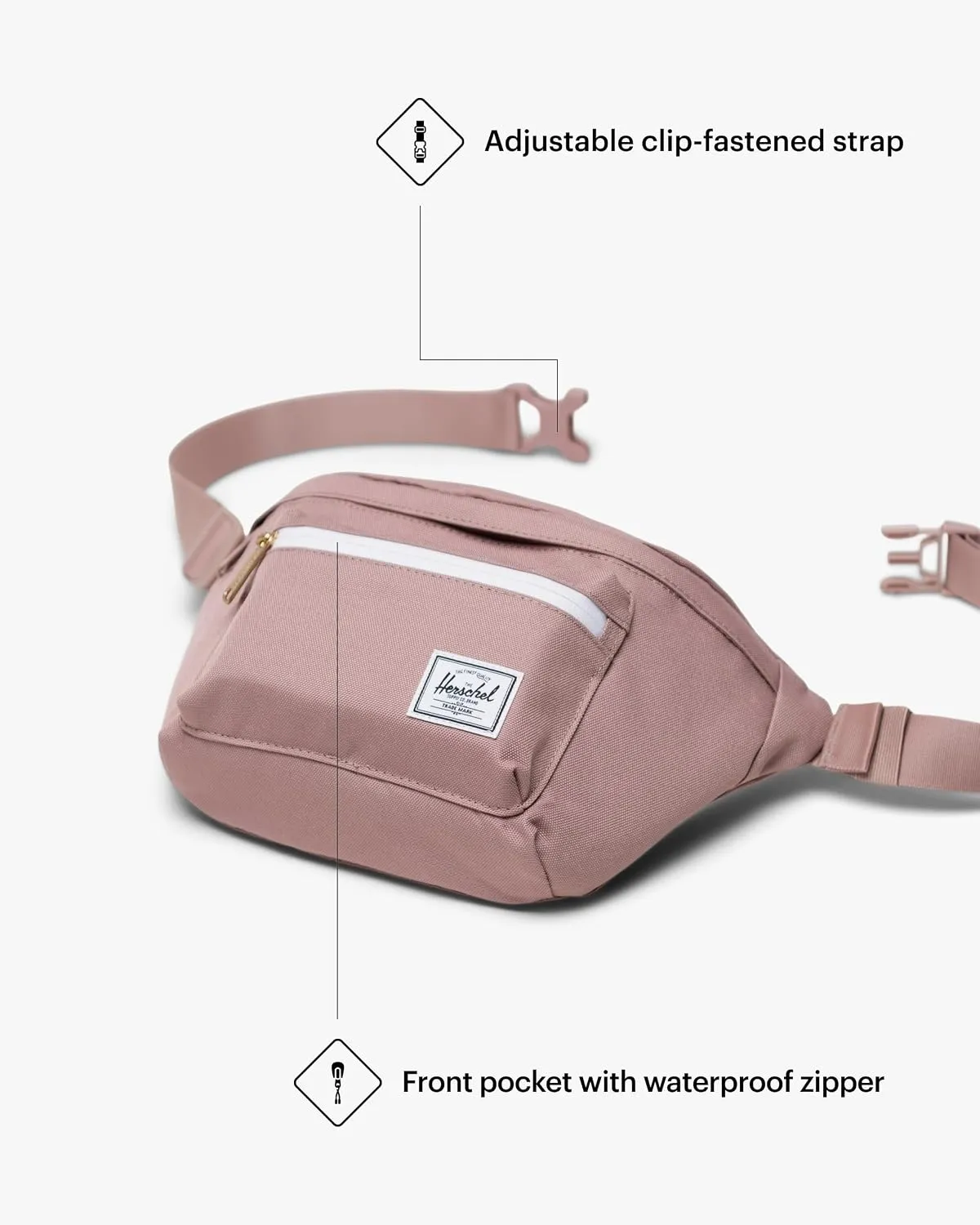 Herschel Pop Quiz Hip Pack heuptas Ash Rose roze