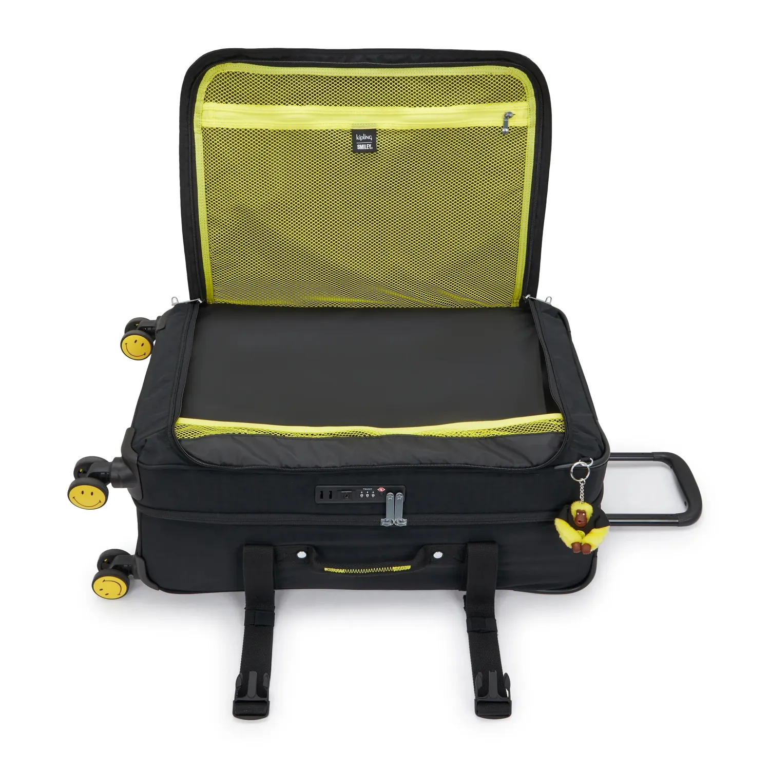 Kipling Spontaneous M Smiley koffer Medium Yellow Fun Black