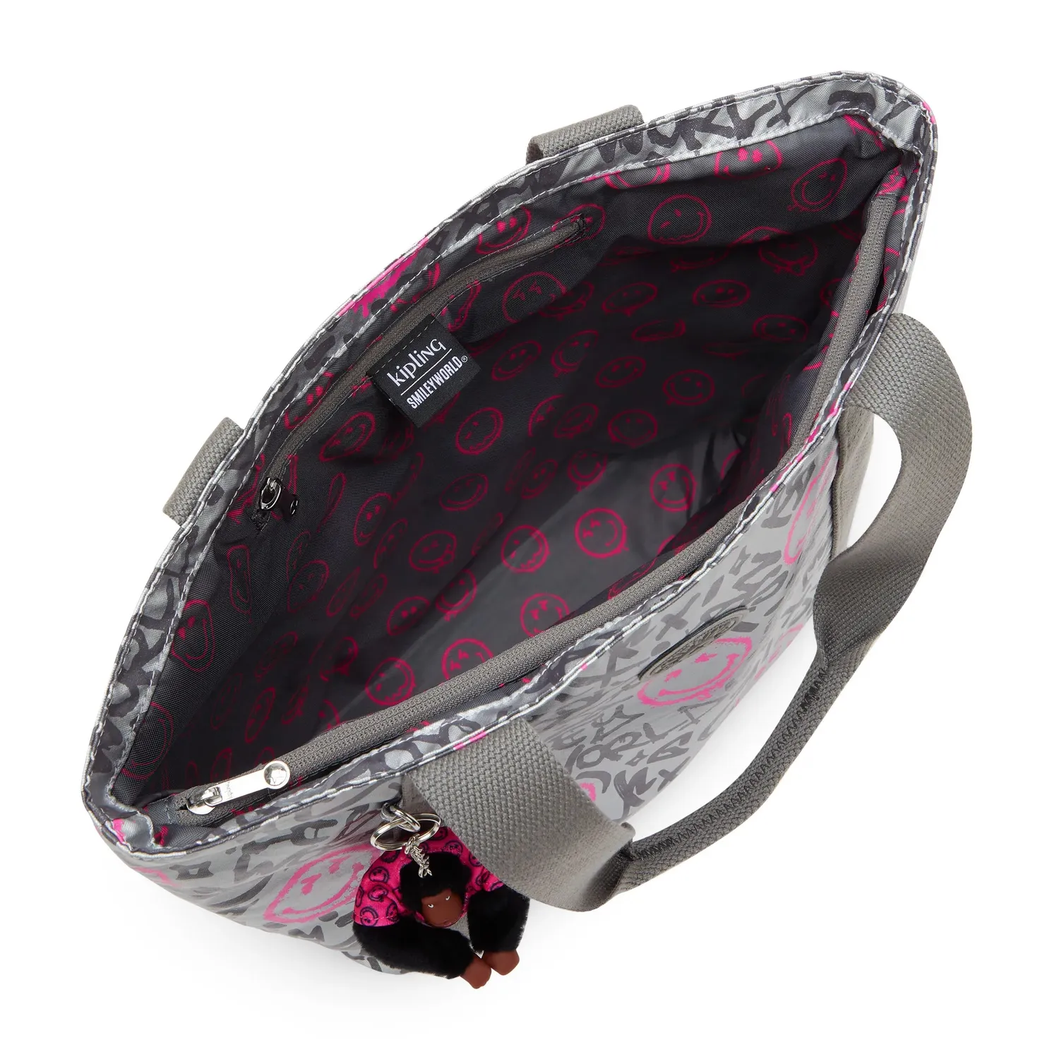 Kipling Hye Lap draagtas Happy Silver medium 13 inch