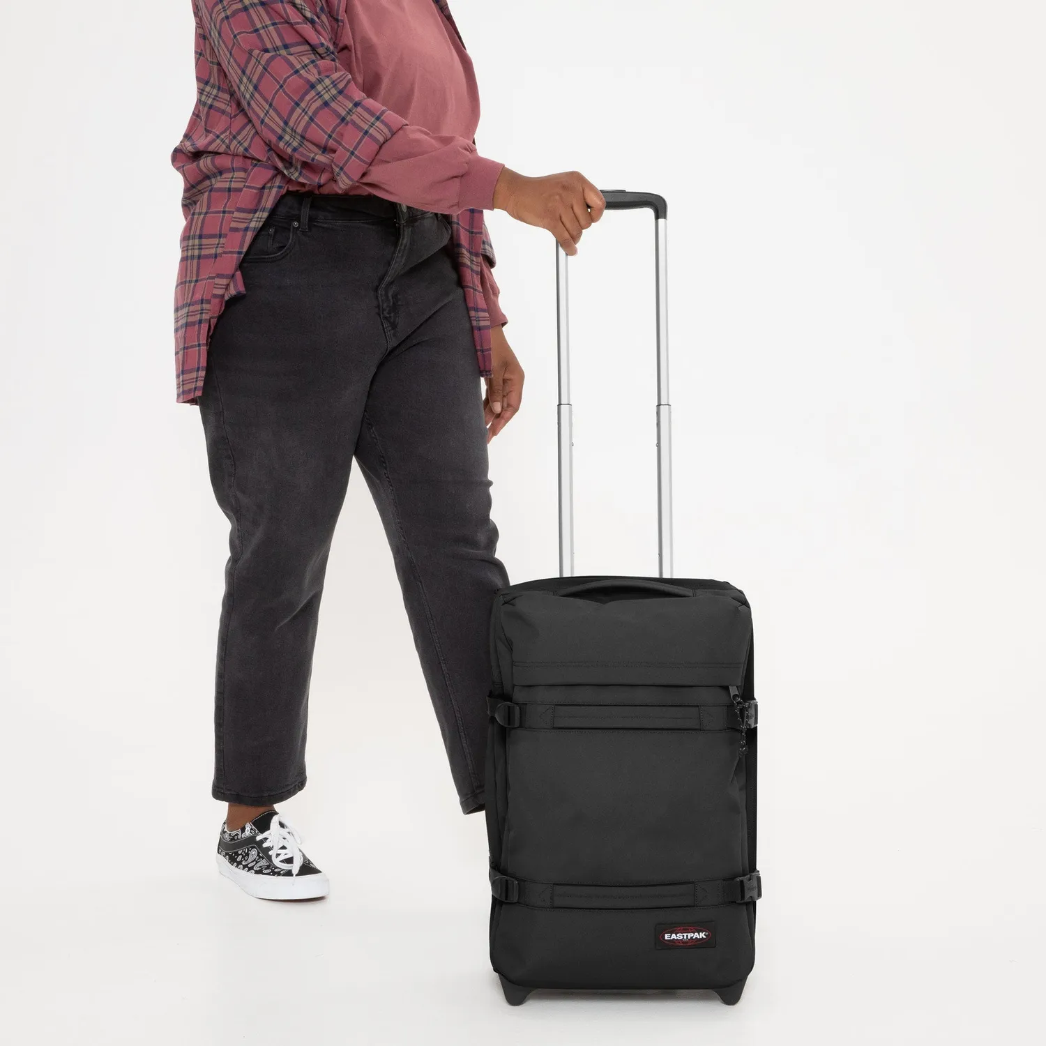 Eastpak Transit'R S cabinekoffer zwart klein met TSA-slot
