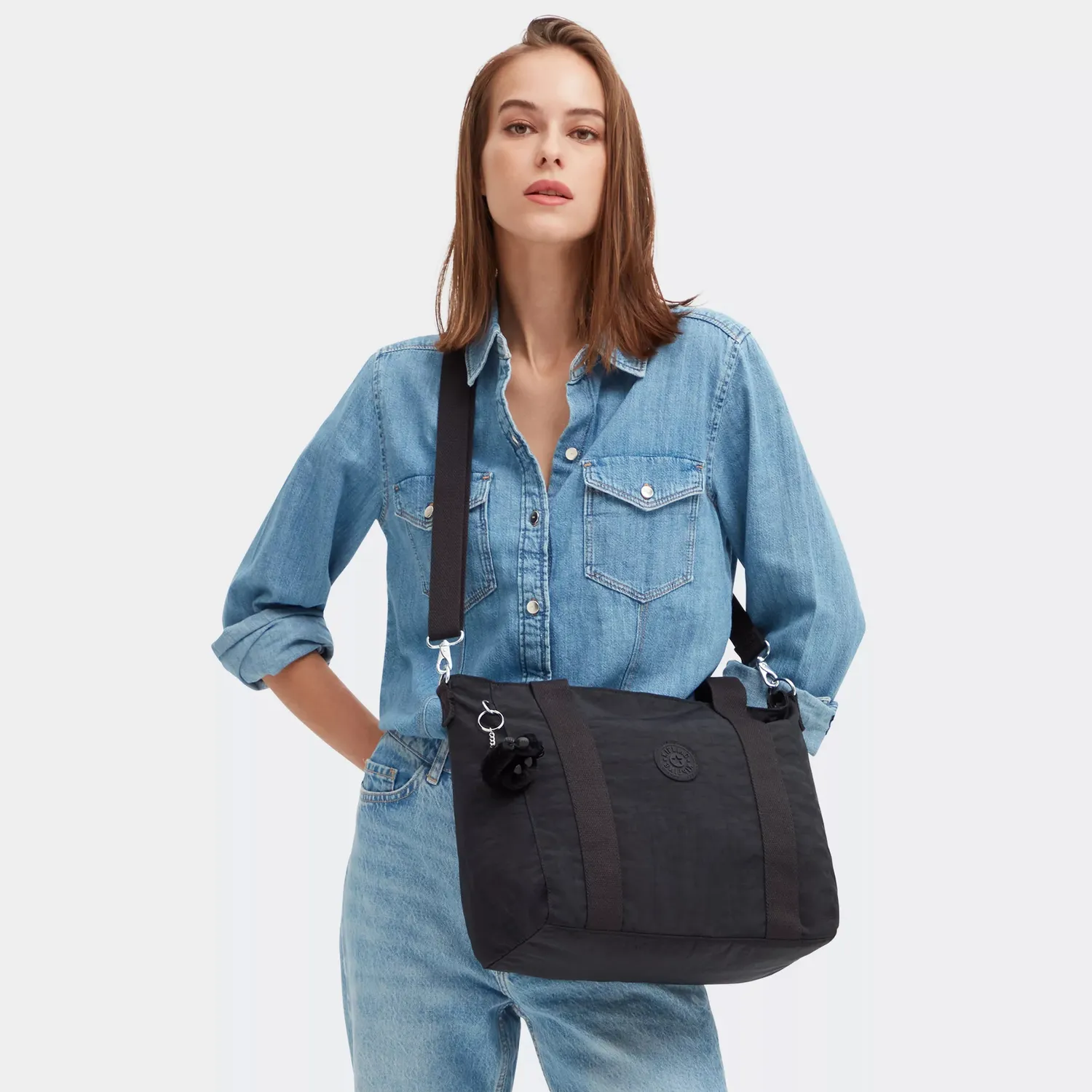 Kipling Asseni S shopper Black Noir klein met schouderriem