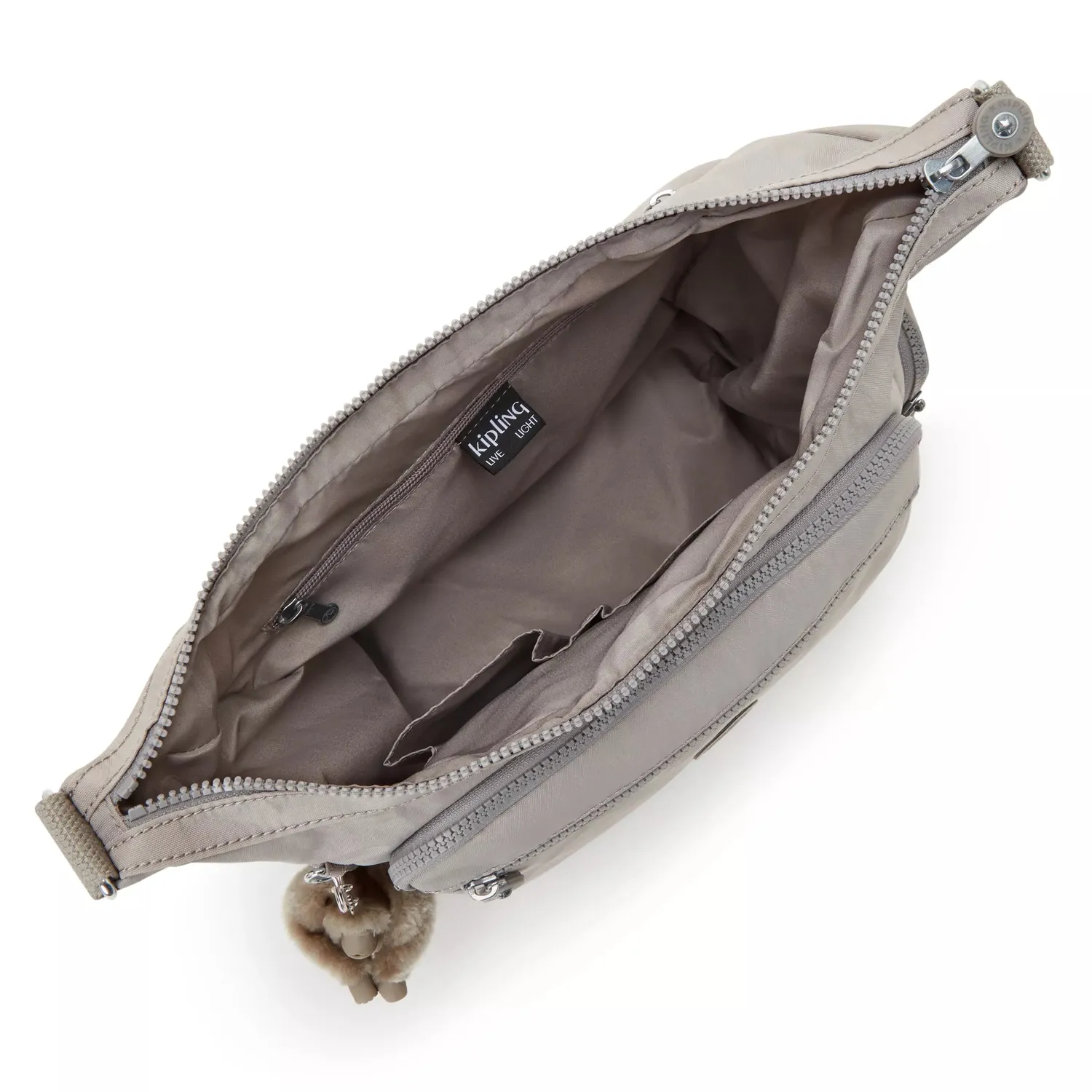 Kipling Gabbie crossbody tas Grey Gris medium met ritsvakken